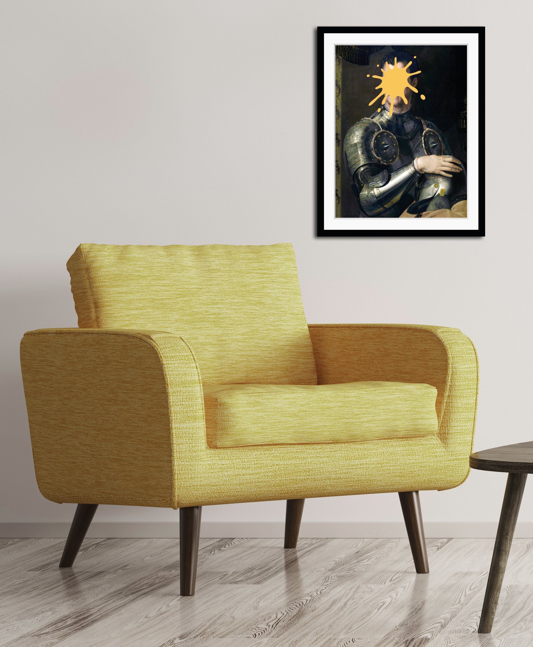 queence Bild Enrico mit Farbklecks, Bilder von Männern, Historische Persönlichkeiten, Humor, Mann, Ritter, HD Premium Poster-Druck inkl. Holzrahmen