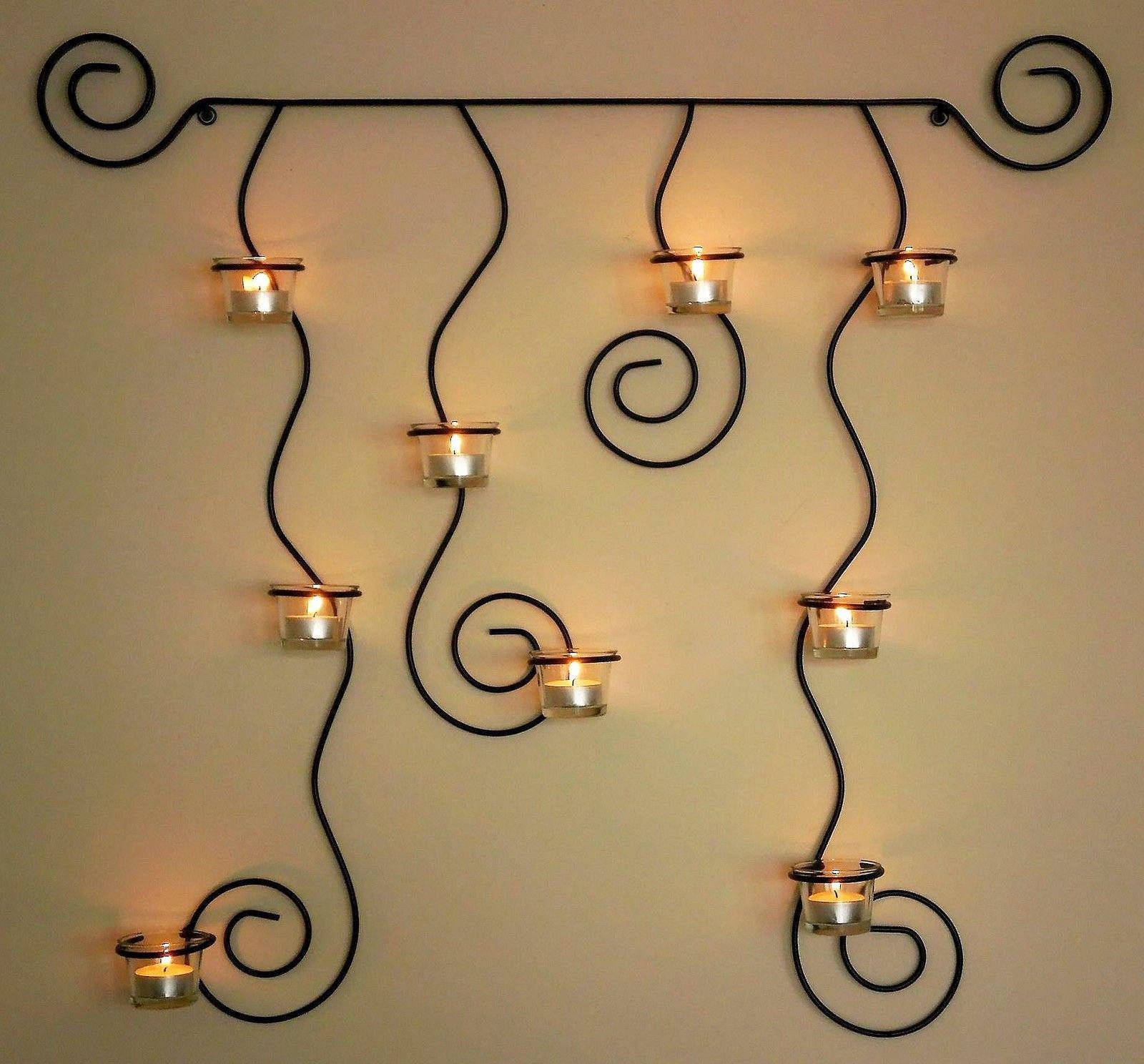 DanDiBo Teelichthalter Lysa Wandkerzenhalter Schwarz Metall 74 cm, Wandteelichthalter Kerzenhalter