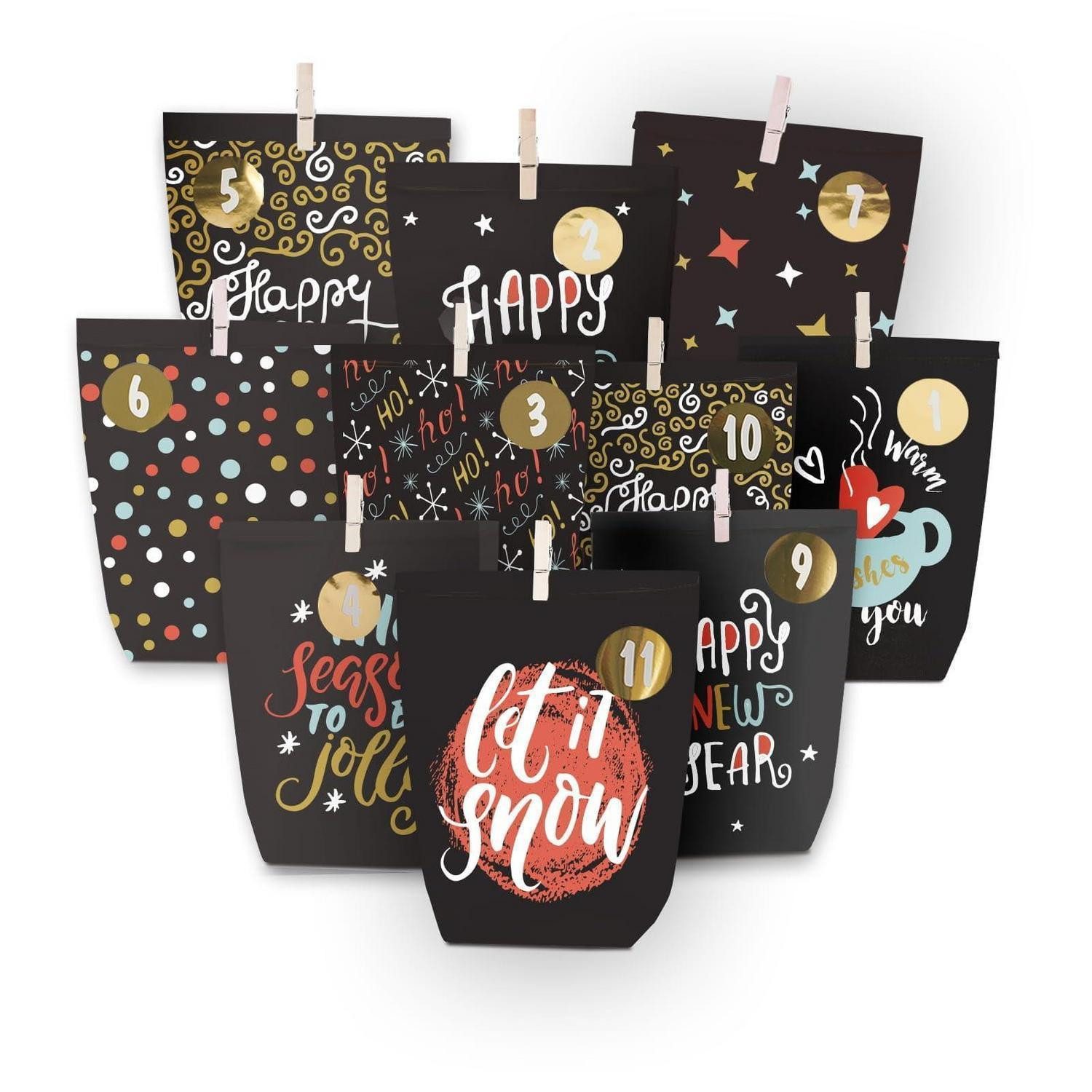 LuxusKollektion befüllbarer Adventskalender Adventskalender zum Befüllen 2026 Schwarz-bunt