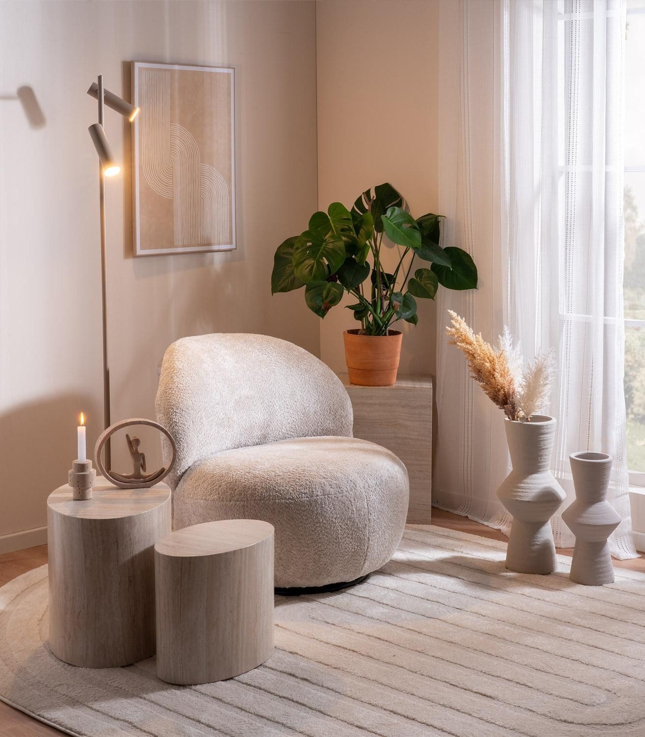 casa NOVA LED Stehlampe Stehleuchte FOX, 2-flammig, H 160 cm, Sandfarben, A günstig online kaufen