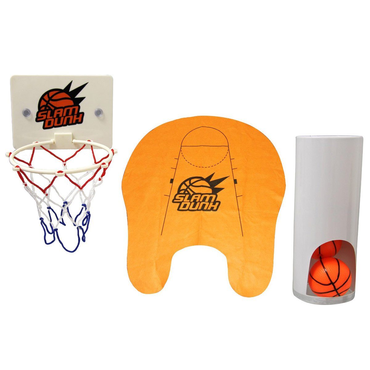Goods+Gadgets Spielball Mini WC Basketball Set – Badezimmer Basketballkorb mit Saugnäpfen (Basketballkorb & Bälle), für Klo & WC und Badezimmer