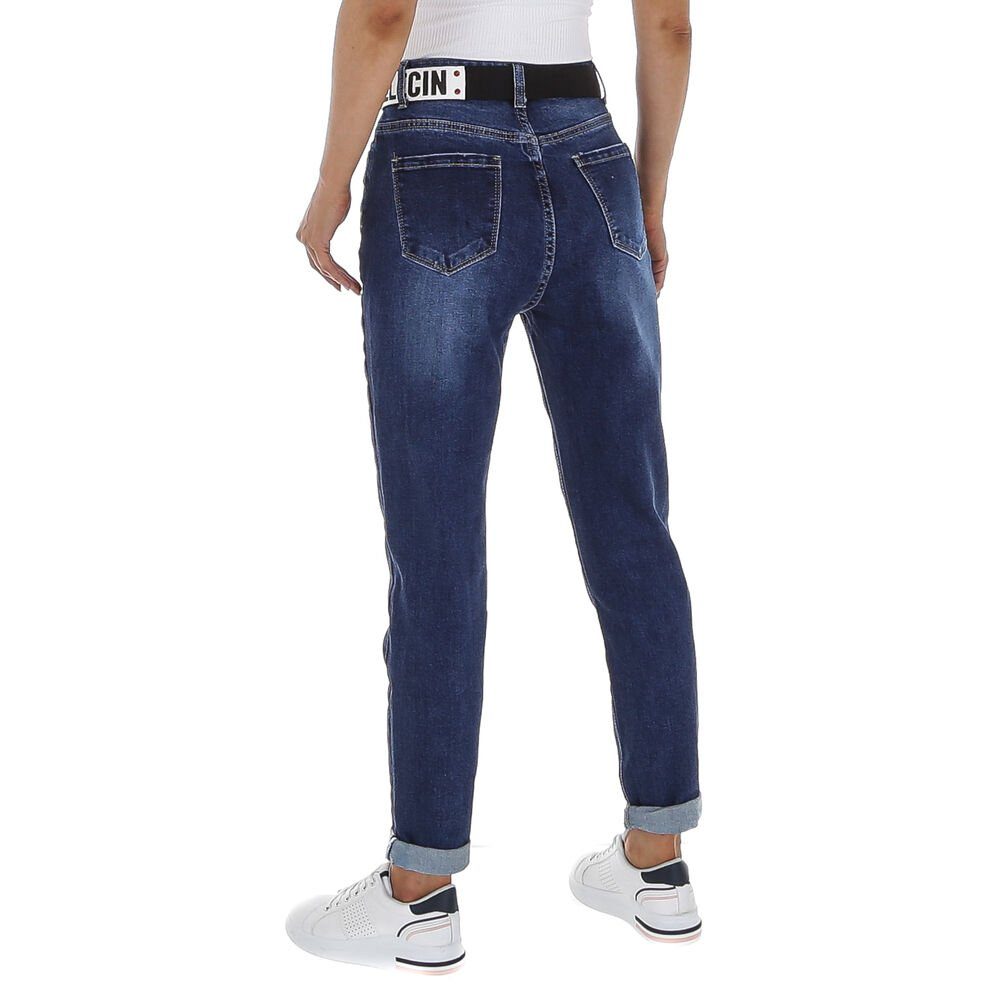 Damen High-waist-Jeans in Stretch Blau High Freizeit Waist Jeans Ital-Design