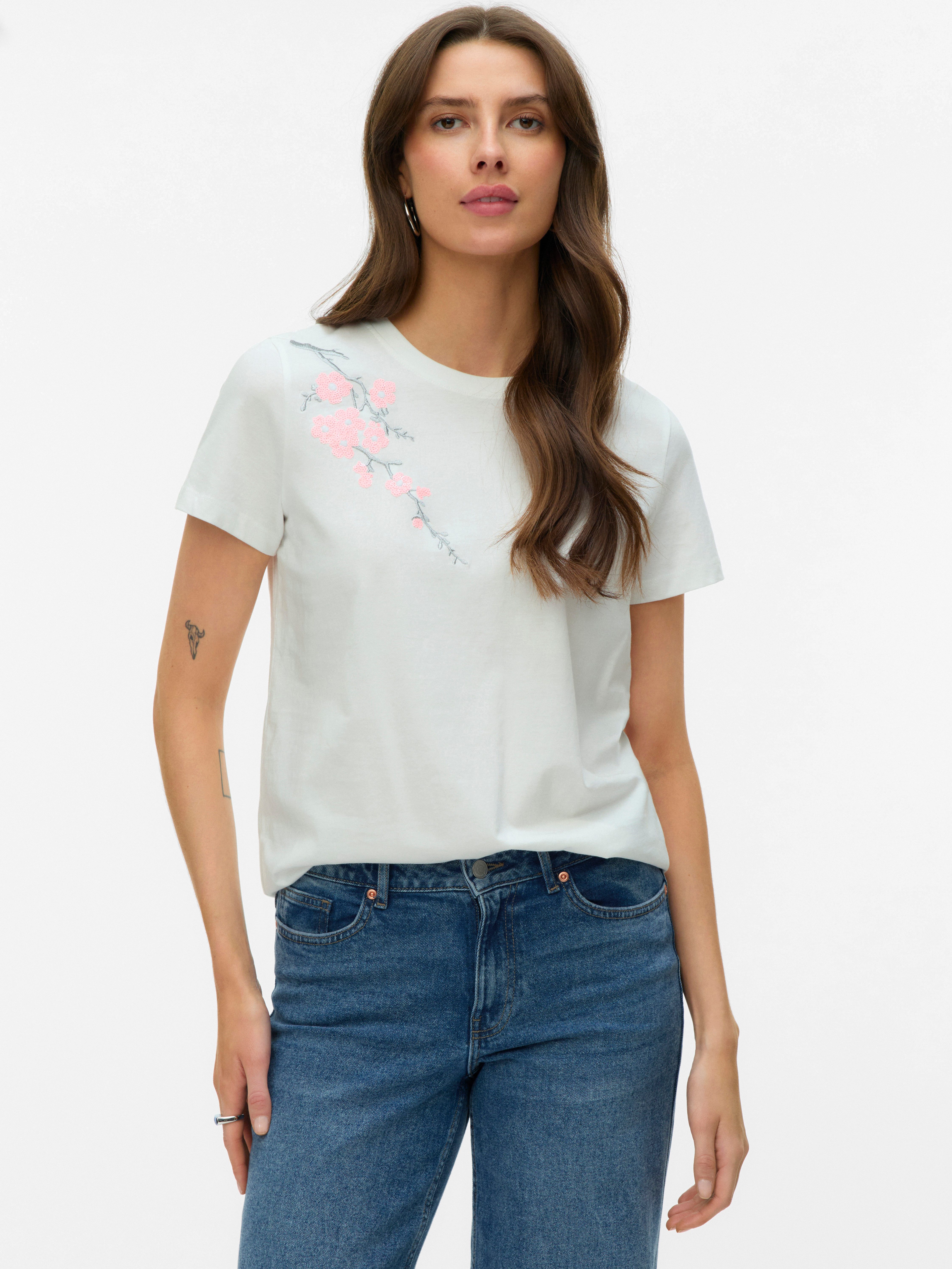 Vero Moda Kurzarmshirt VMGLOW SS TOP BOX JRS Baumwolle