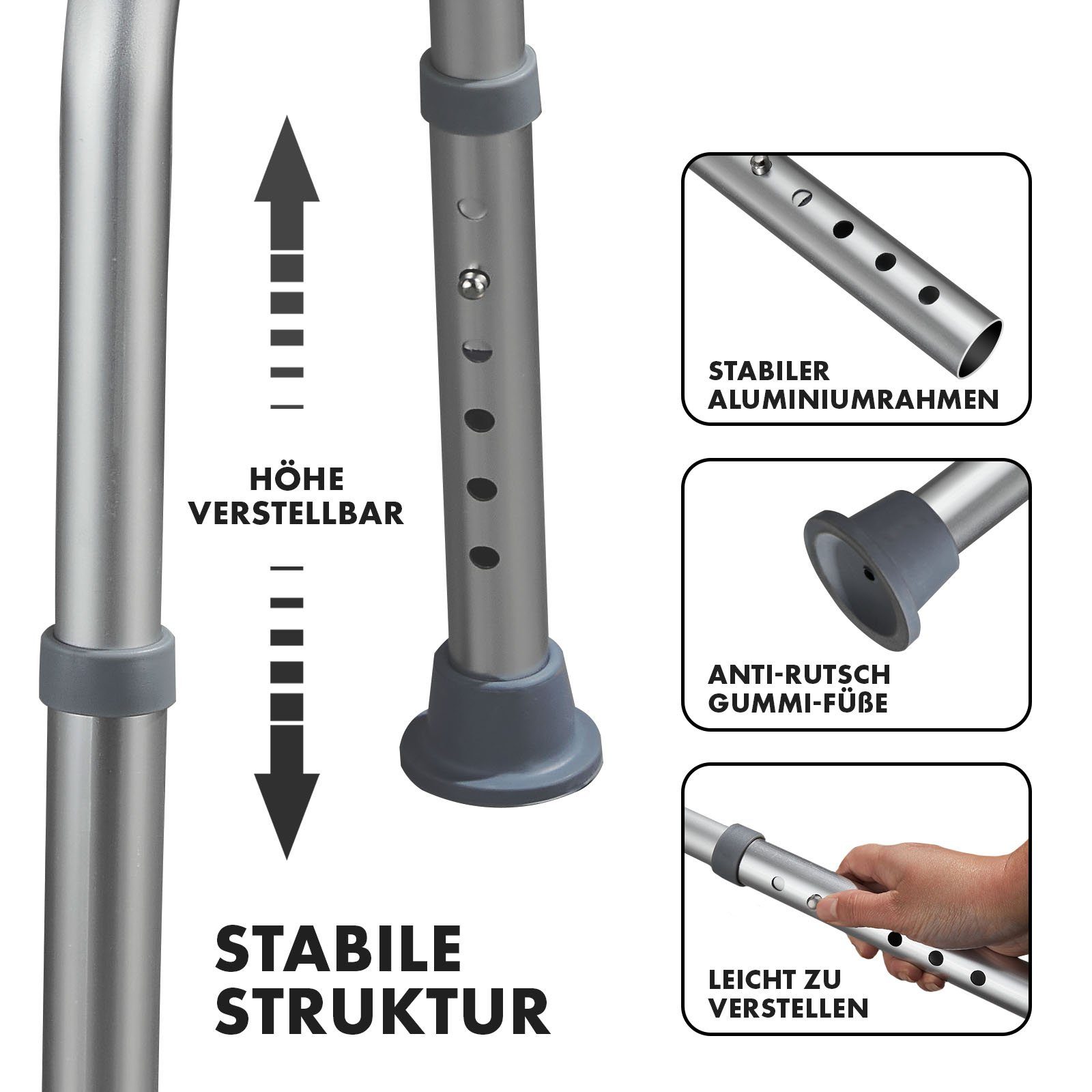 Karat Duschhocker Peter, Um 360 Grad drehbar, Höhenverstellbar, Belastbar bis 150kg