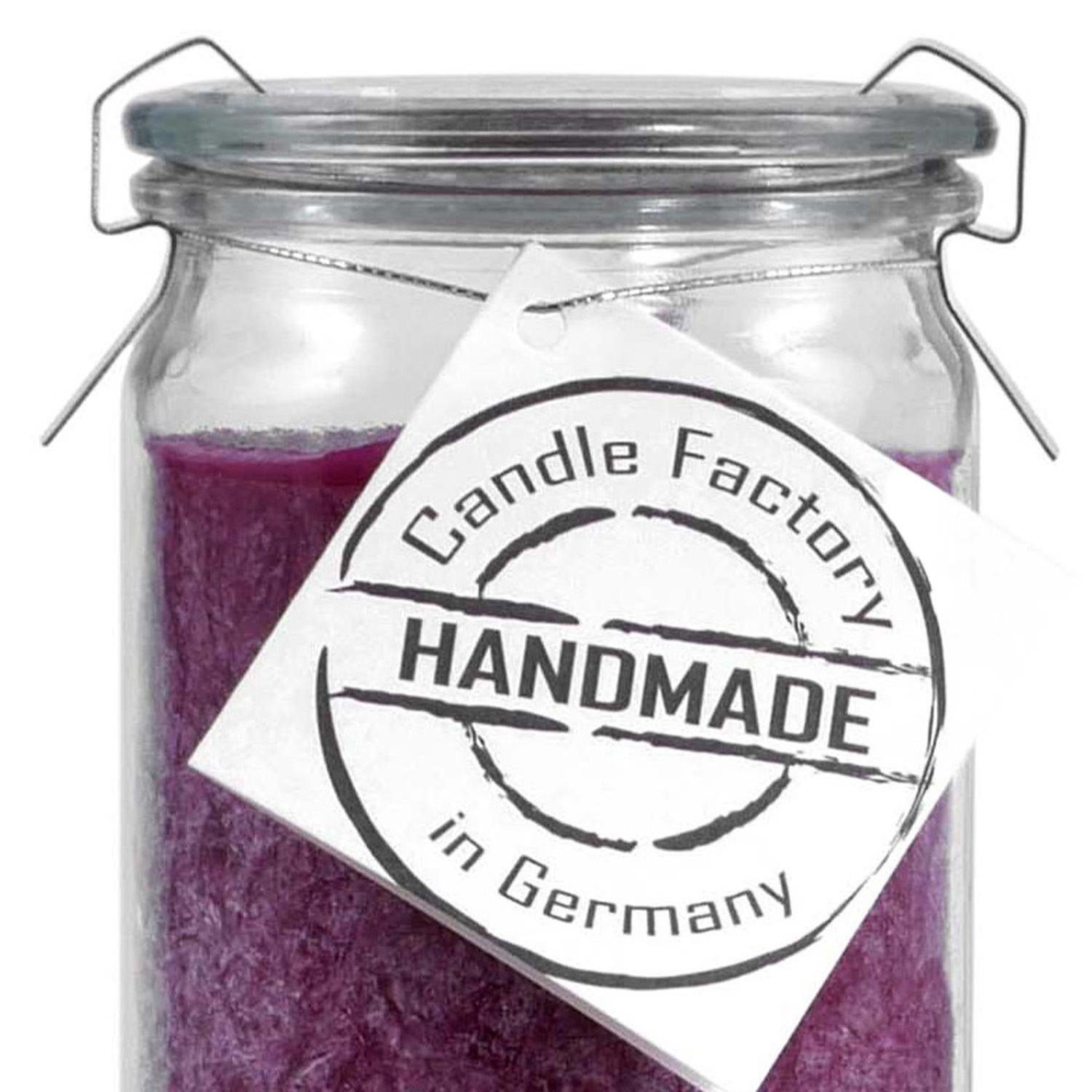Landshop24 Duftkerze Candle-Factory Duftkerze aus Stearin im Weckglas Mini Jumbo (Duft: "Blackberry), brennt bis zu 70h