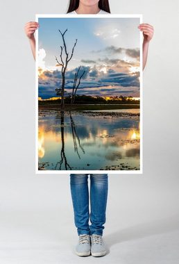 Sinus Art Poster 90x60cm Poster Farbenfroher Sonnenaufgang Pantanal Brasilien