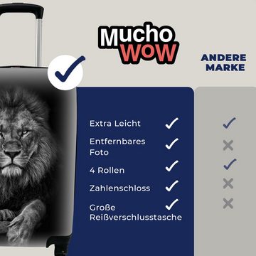 MuchoWow Handgepäckkoffer Löwe - Tiere - Schwarz - Weiß, 4 Rollen, Reisetasche mit rollen, Handgepäck für Ferien, Trolley, Reisekoffer