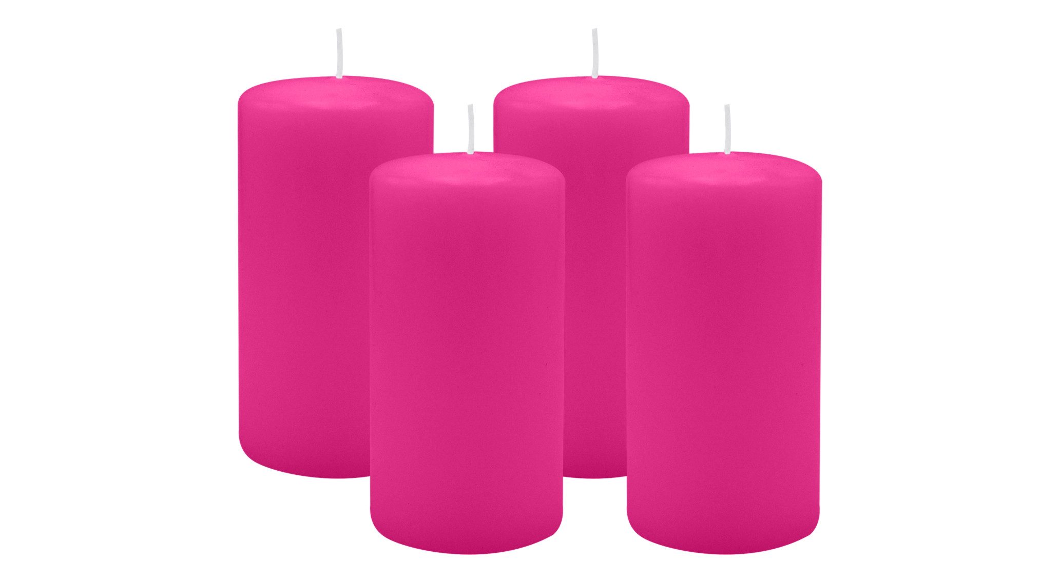 Kopschitz Kerzen Stumpenkerze 4er Set Stumpenkerzen/Adventskranzkerzen Fuchsia Pink Ø 60 x 100 mm
