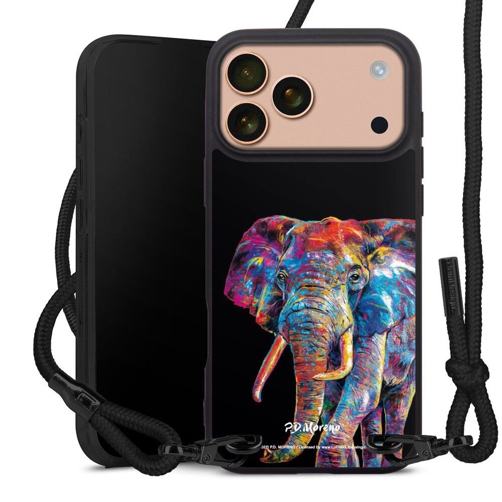 DeinDesign Handyhülle Elefant Tiere Design Elephant Art By P.D. Moreno, Apple iPhone 17 Pro Max Premium Handykette Hülle mit Band