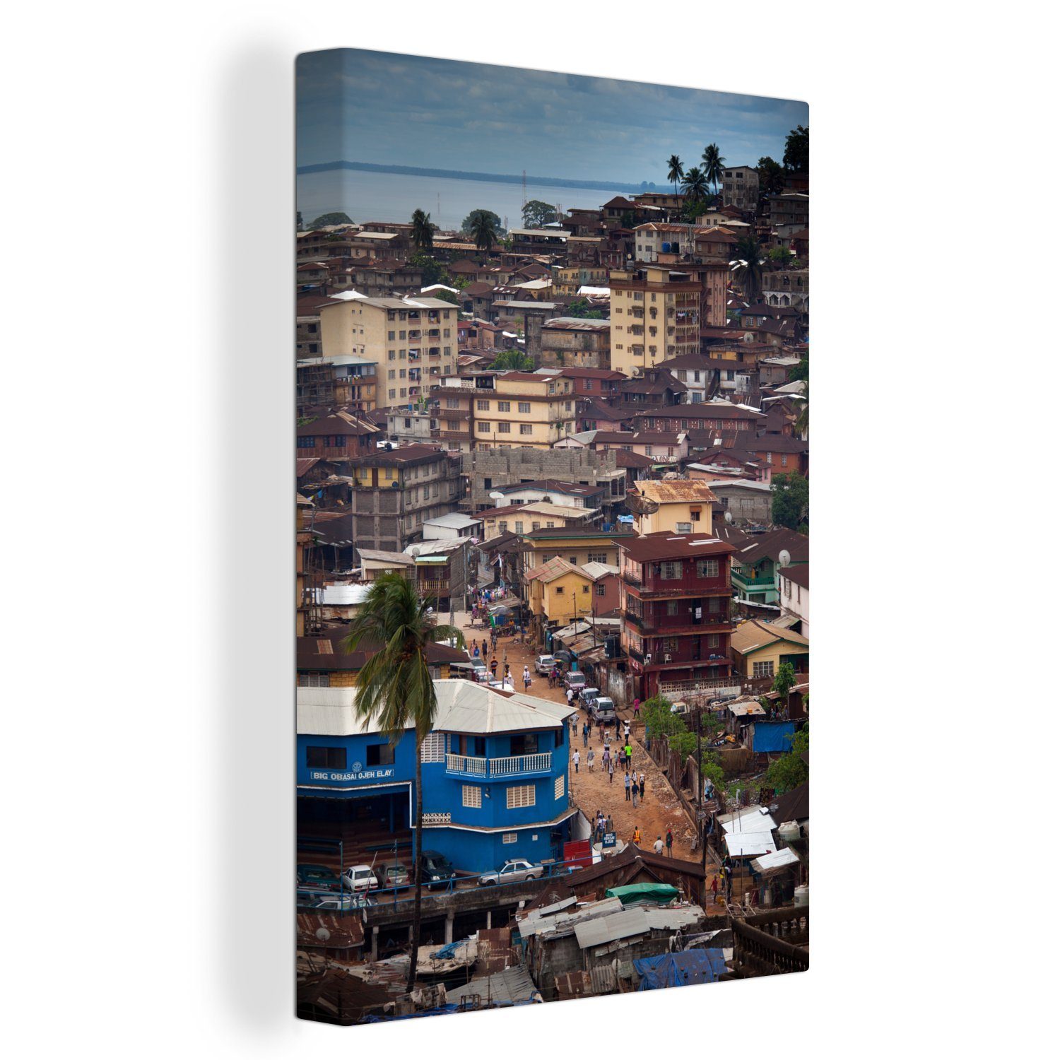 OneMillionCanvasses® Leinwandbild Blick auf Freetown in Sierra Leone vom Aberdeen Hill District aus, (1 St), Leinwandbild fertig bespannt inkl. Zackenaufhänger, Gemälde, 20x30 cm