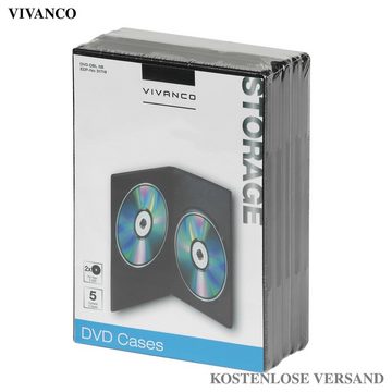 Vivanco CD-Hülle, 5 CD/DVD Slim Pack mit zwei Fächer