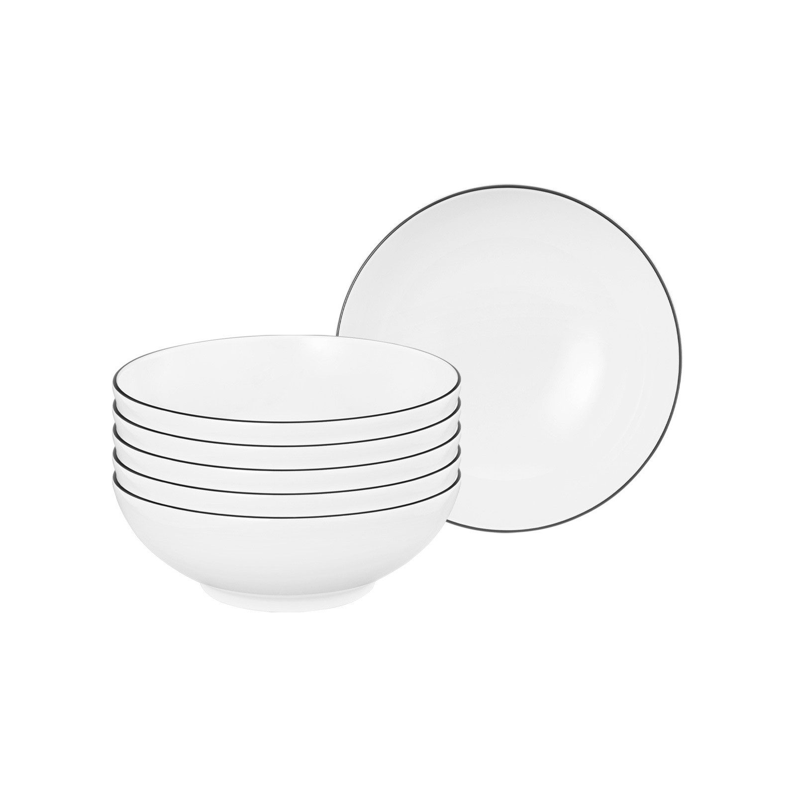 Seltmann Weiden Schale Lido Black Line Dessertschalen ø 15 cm 6er Set, Porzellan, (6 Чаші, 6-tlg)