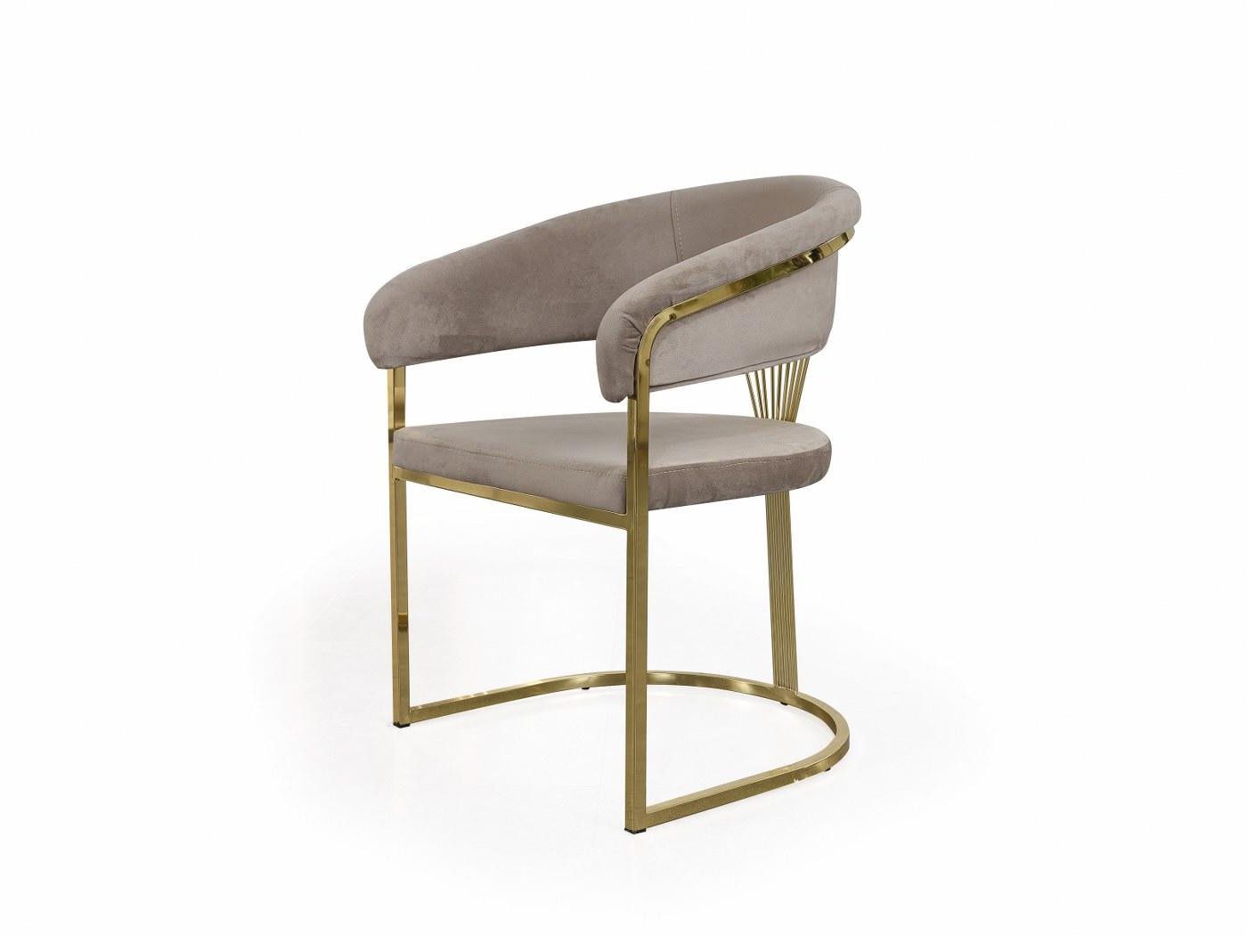 Stuhl Beige Esszimmerstühle mit goldfarbenen Akzenten und elegantem Design