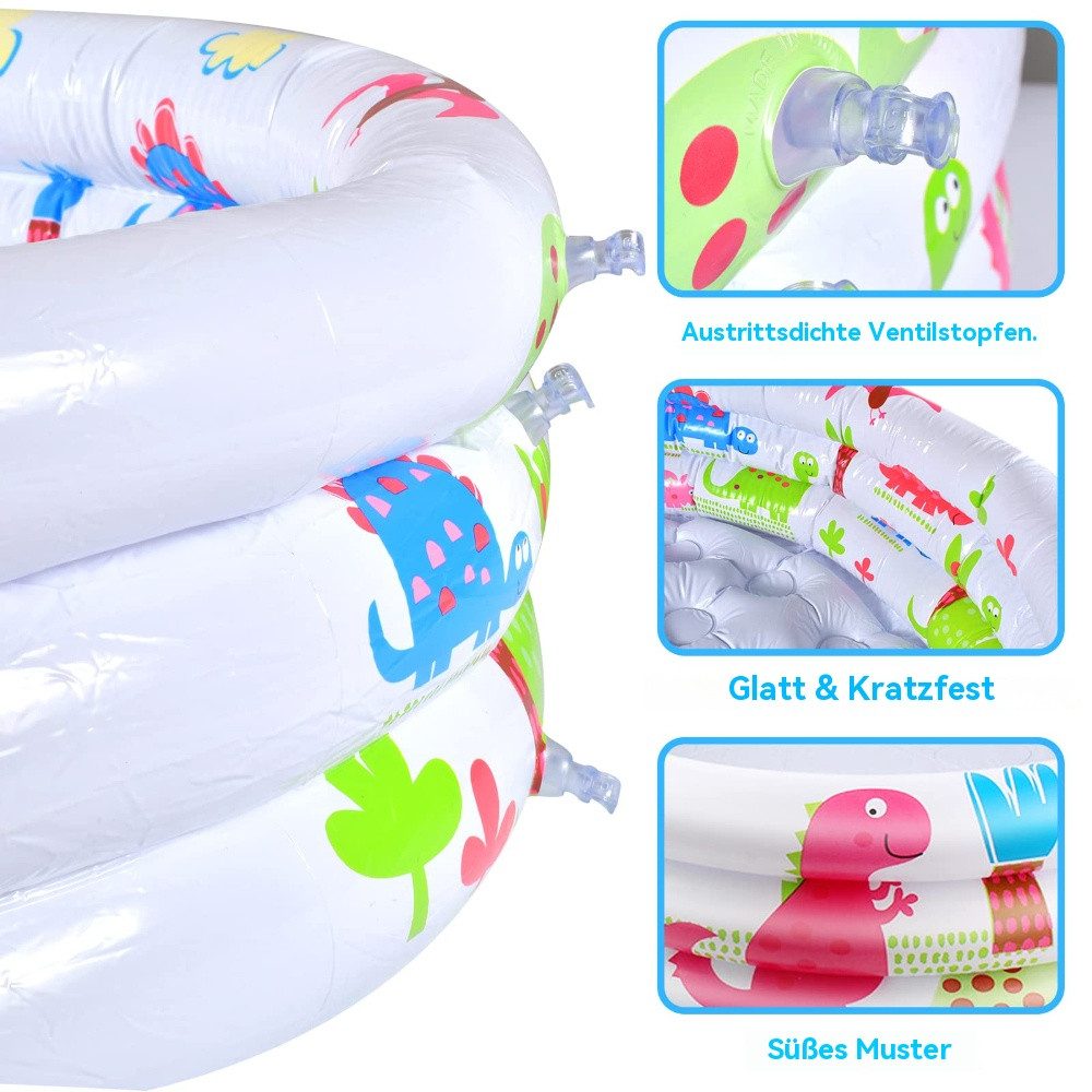 Blusmart Planschbecken Aufblasbares Kinderpool Babypool, (Kinderpool,Kinder Planschbecken, Anti-Leck-Ventilstopfen), Kinder Sommer Pool Spielzeug Für Pool Party – Bild 4 von 5