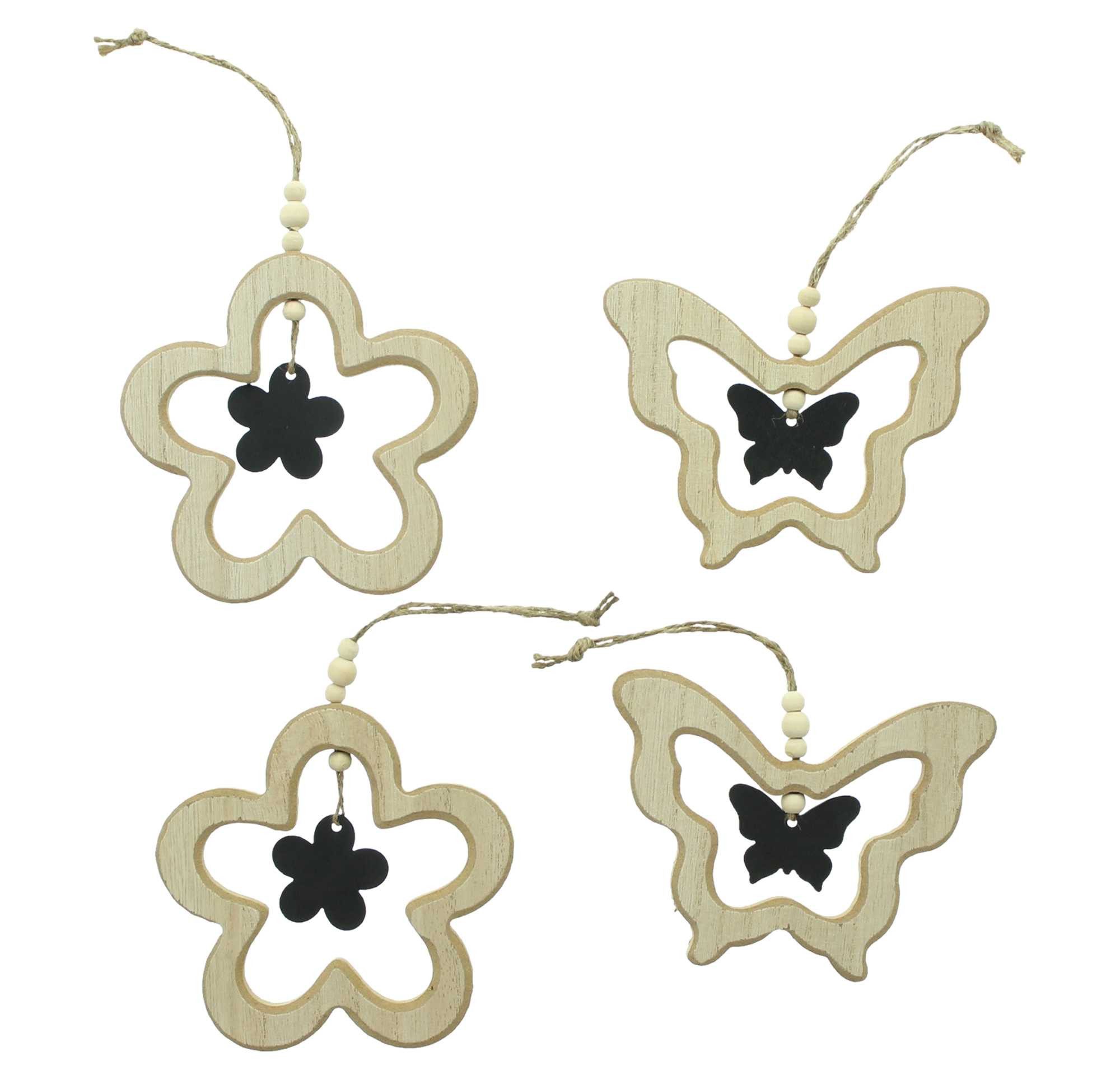 Dekohänger "Schmetterling & Blume" Hängedeko aus MDF & Metall Fensterdeko hängend