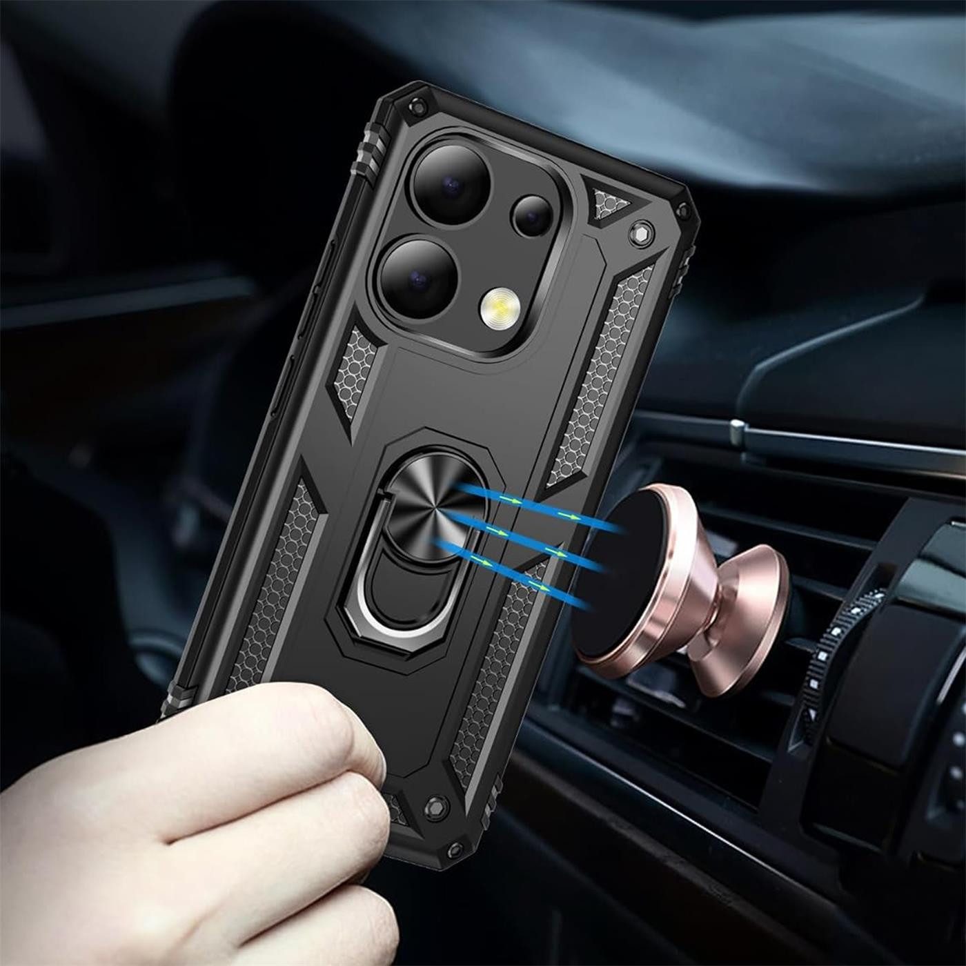 CoolGadget Handyhülle Armor Shield Case für Xiaomi Redmi Note 13 6,67 Zoll, Outdoor Cover Magnet Ringhalterung Handy Hülle für Redmi Note 13 4G – Bild 4 von 5