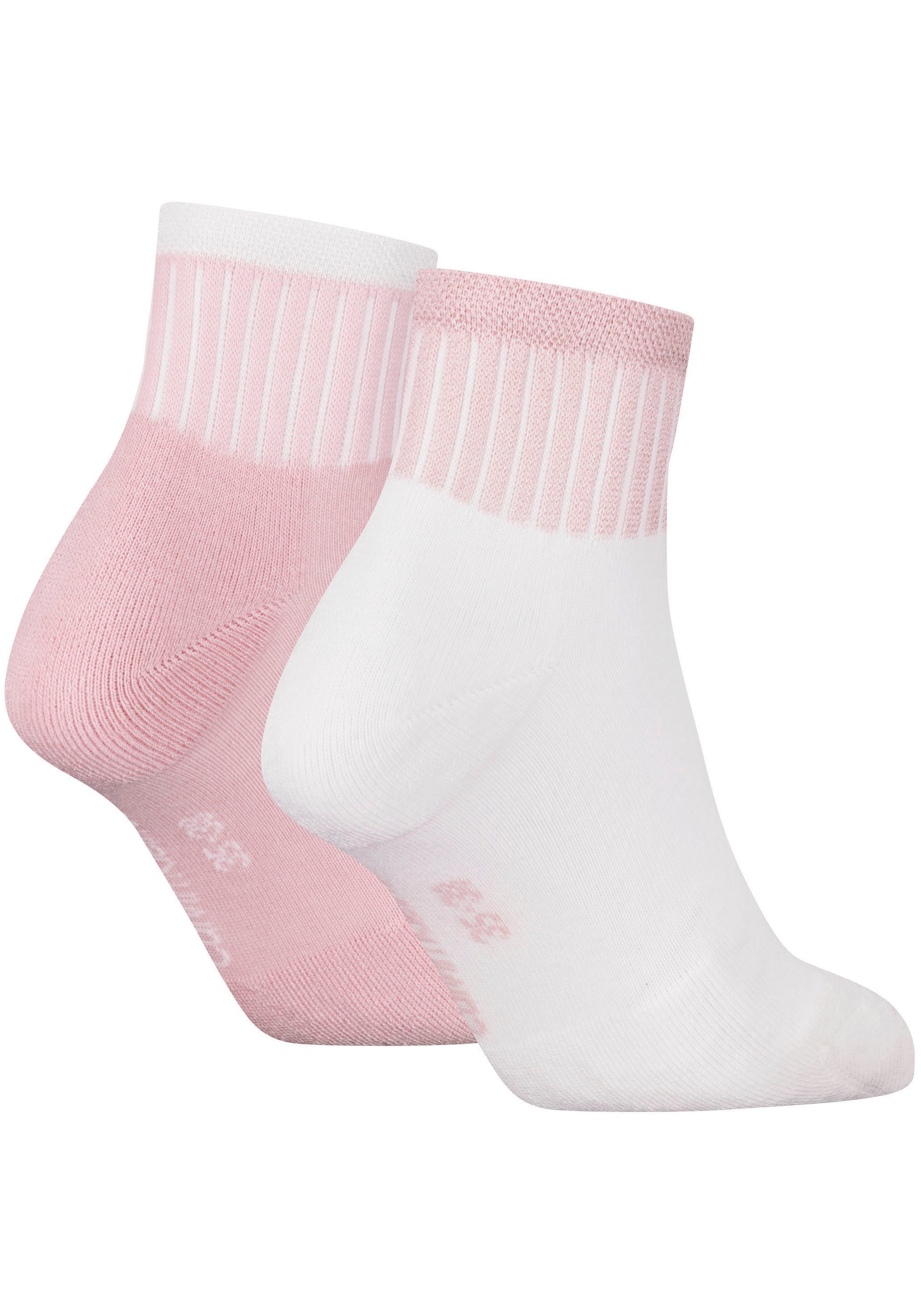 Calvin Klein Jeans Socken CKJ WOMEN QUARTER 2P GLOSSY RIB (2-Paar) mit dezentem Logo-Design