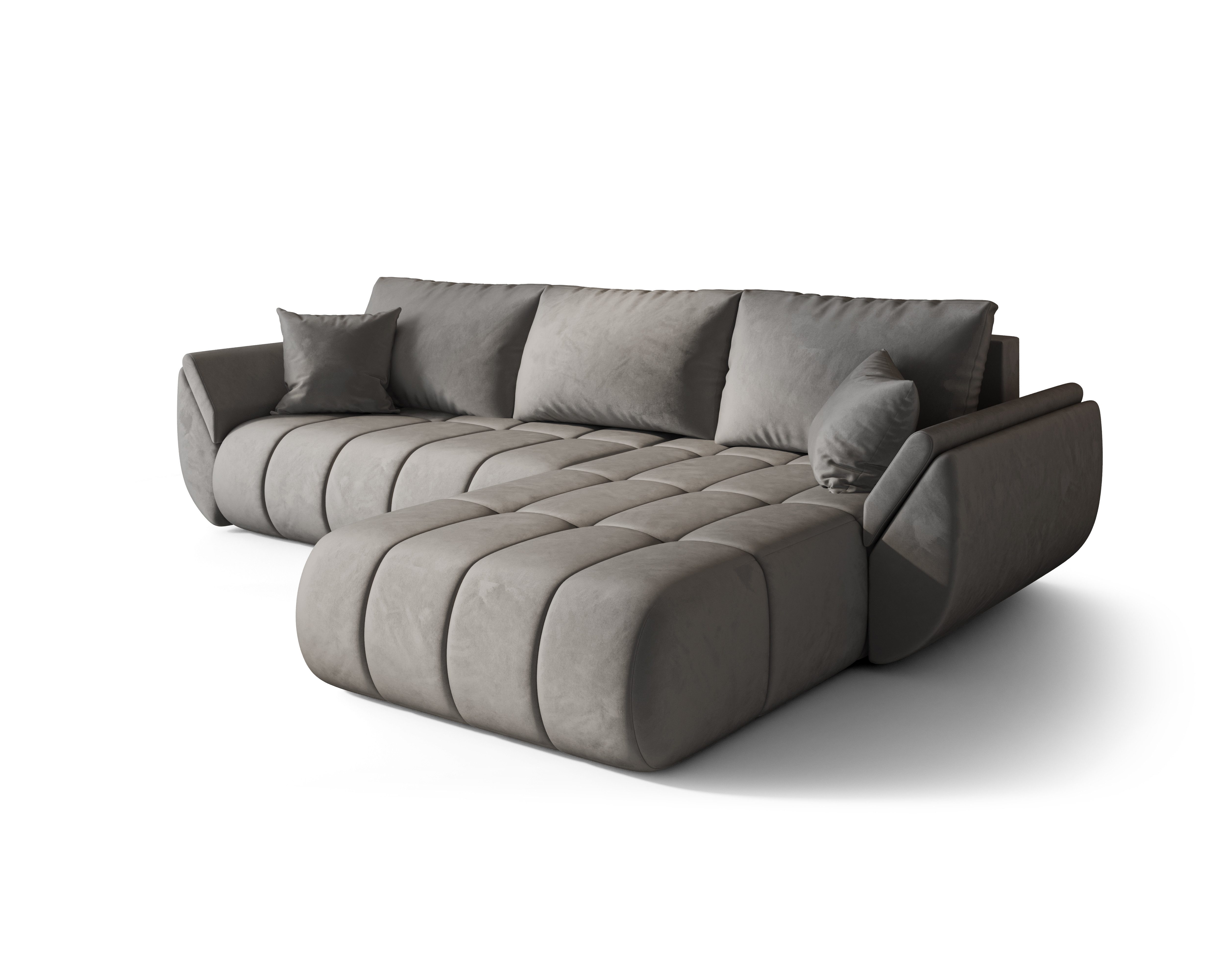 Kaiser Möbel Ecksofa TOKYO PREMIUM im Veloursstoff Monolith,Schlaffunktion und Bettkaste, Ecksofa, L-Form,Samtweiche Veloursoberfläche,Wasserabweisender Stoff Monolit