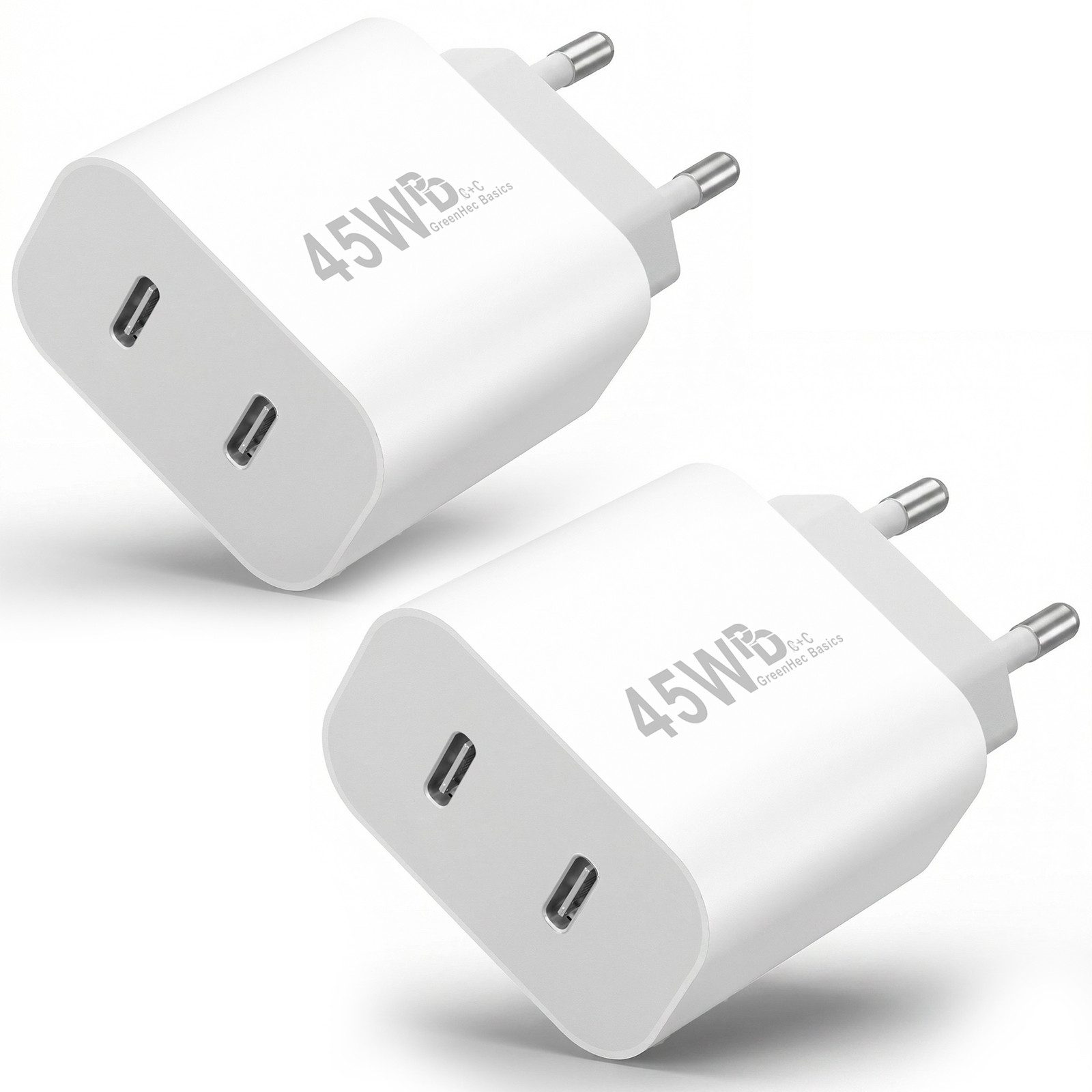 GreenHec USB C Schnellladegerät 45w Samsung Galaxy S26 S25 S24 S23 S22 S21 Fast Schnelllade-Gerät (Spar-Set, 45w USB-C Dual Charger (2er Pack), S26+ Ultra FE Ladegeräte USBC Handy Charger Netzteil Adapter Zubehör)