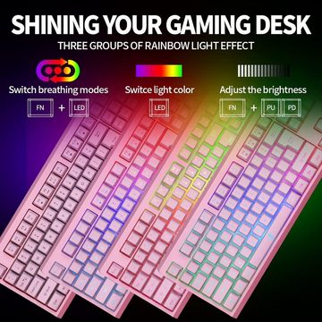 ZJFKSDYX RGB Hintergrundbeleuchtung Tastatur- und Maus-Set, Kabelloses mit Wiederaufladbares mechanisches gefühl und ergonomische