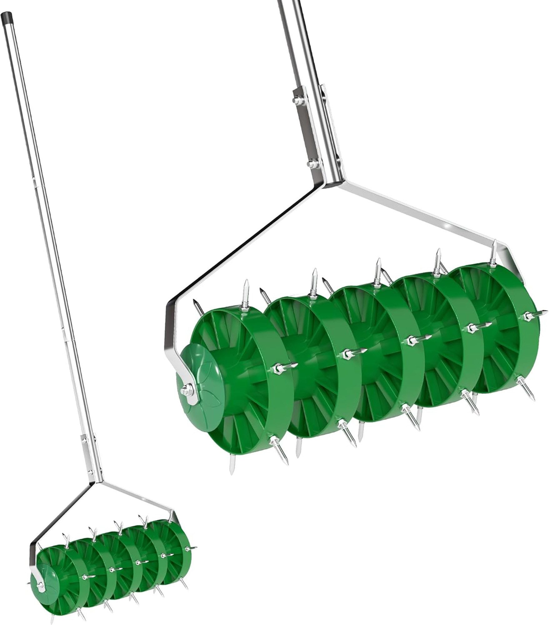 ibettertec Gartenpflege-Set Vertikutierer, Rasenlüfter, Aerifizierer , Rasenbelüfter, Gartengerät, für alle Bodenarten, kompatibel mit unebenen Rasenflächen