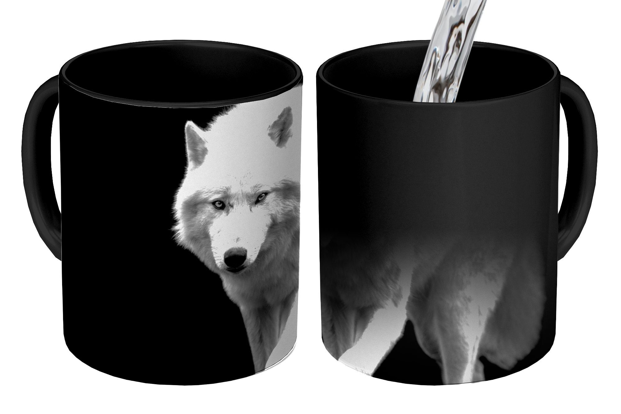 Tasse Wolf - Tier - Schwarz - Weiß
