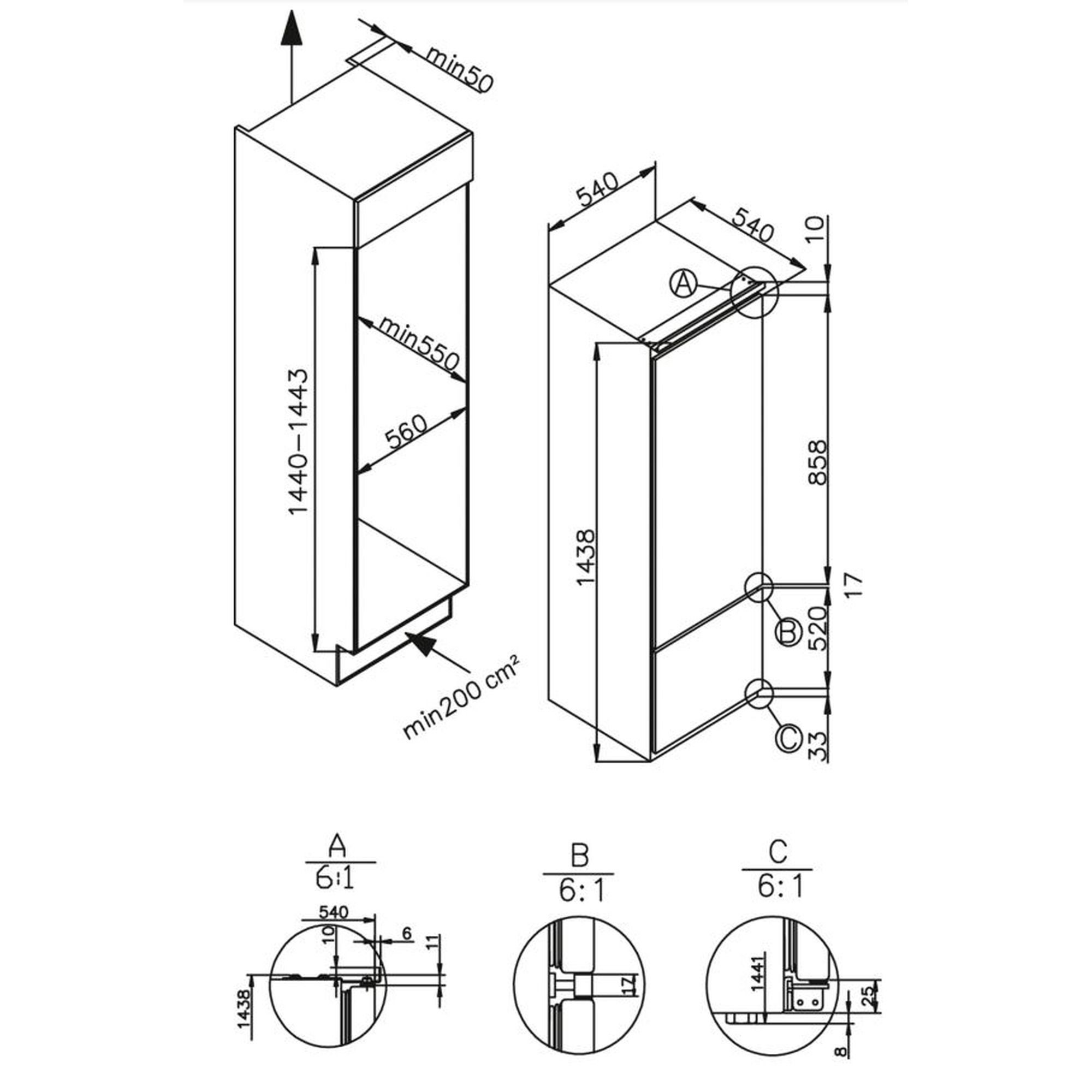 Amica Einbaukühlgefrierkombination EKGC 16156