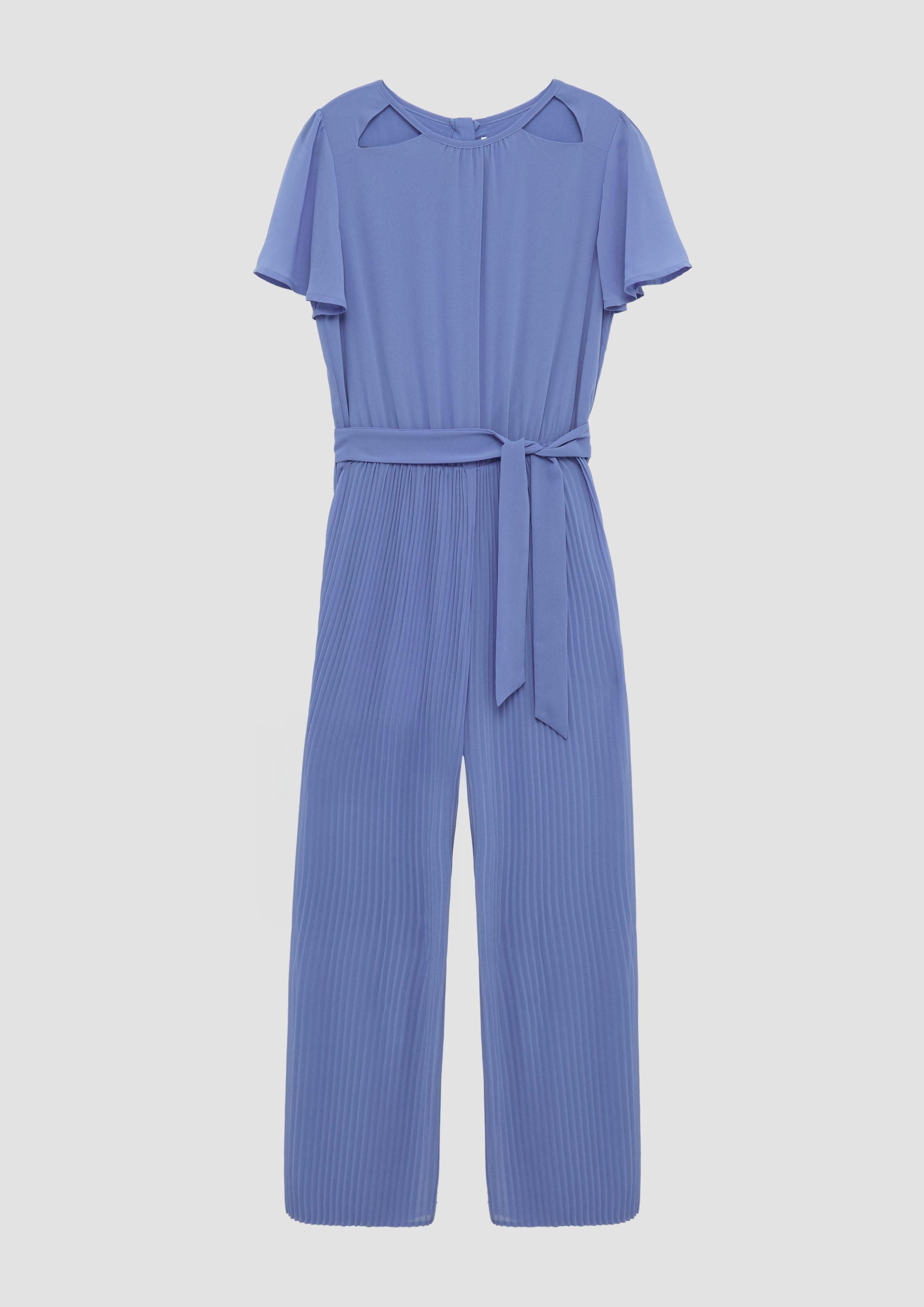 s.Oliver Overall Jumpsuit aus Chiffon mit Gürtel und plissierter Hose Cut Out