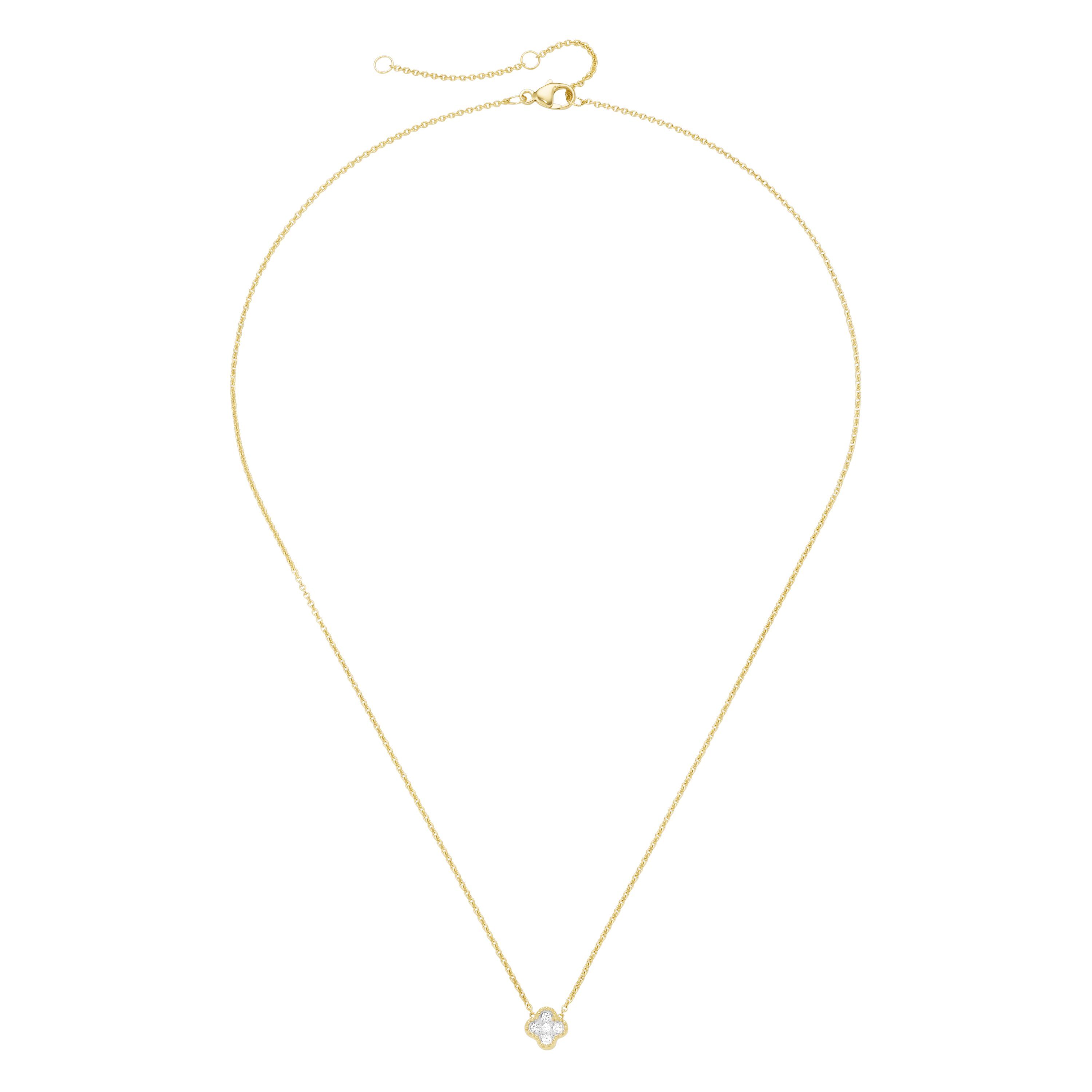 funkelnden Collier mit Brillanten, Merano 585 Gold Mittelteil Blüte, Luigi