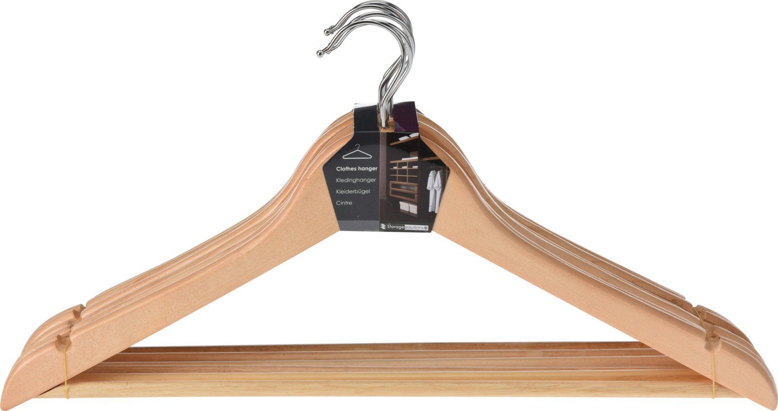 Koopman Holz Hosenträger mit Kleiderbügel K020, Einkerbungen