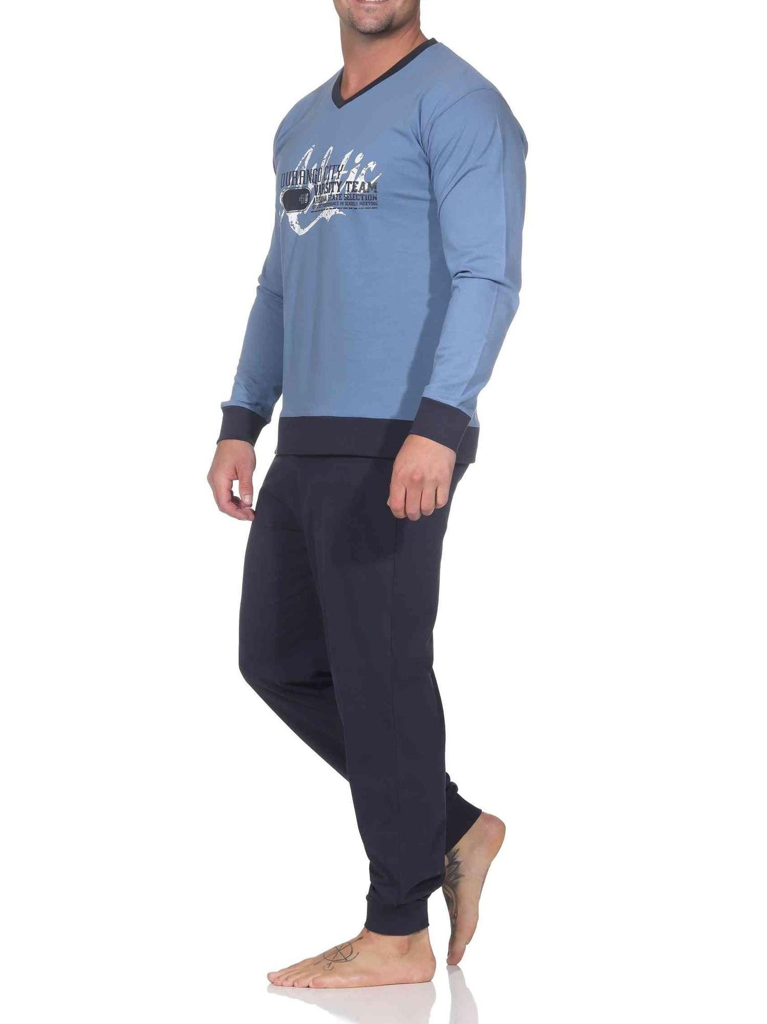 Normann Pyjama Normann Herren langarm Schlafanzug mit Bündchen Pyjama mit F günstig online kaufen