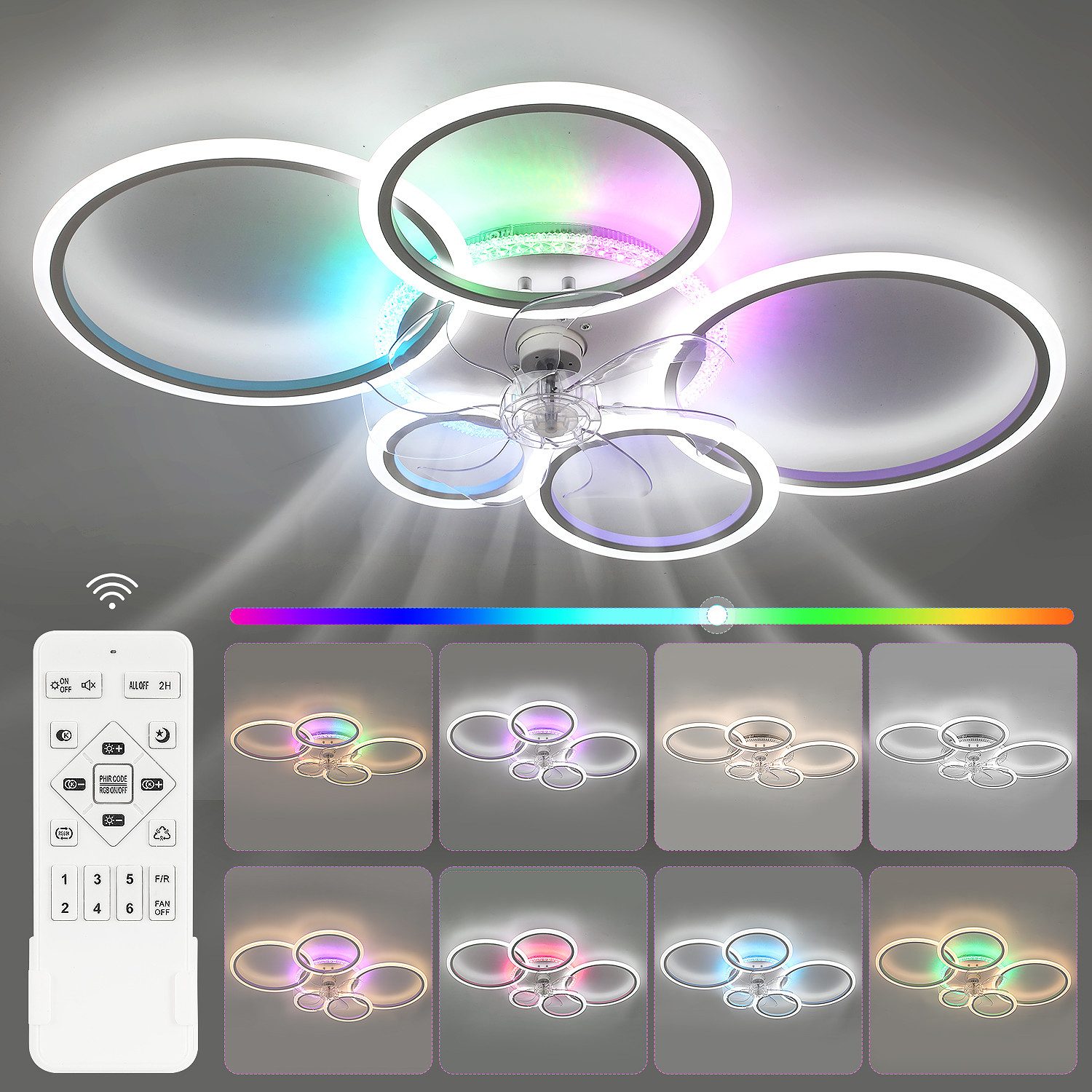 oyajia Deckenventilator 72W Deckenleuchte mit RGB günstig online kaufen