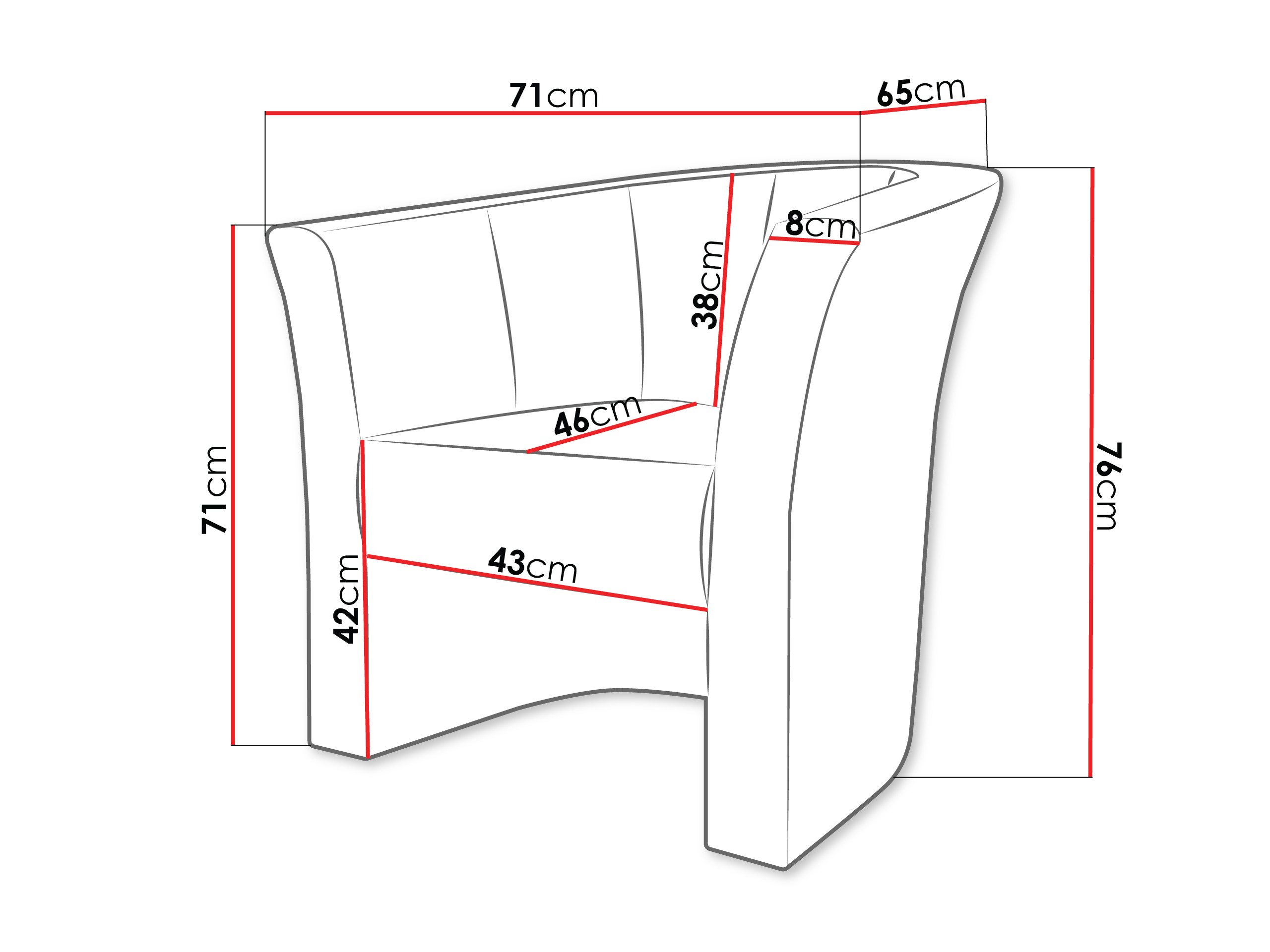 MIRJAN24 Sessel Niko, Freistehender, 65x71x76 cm