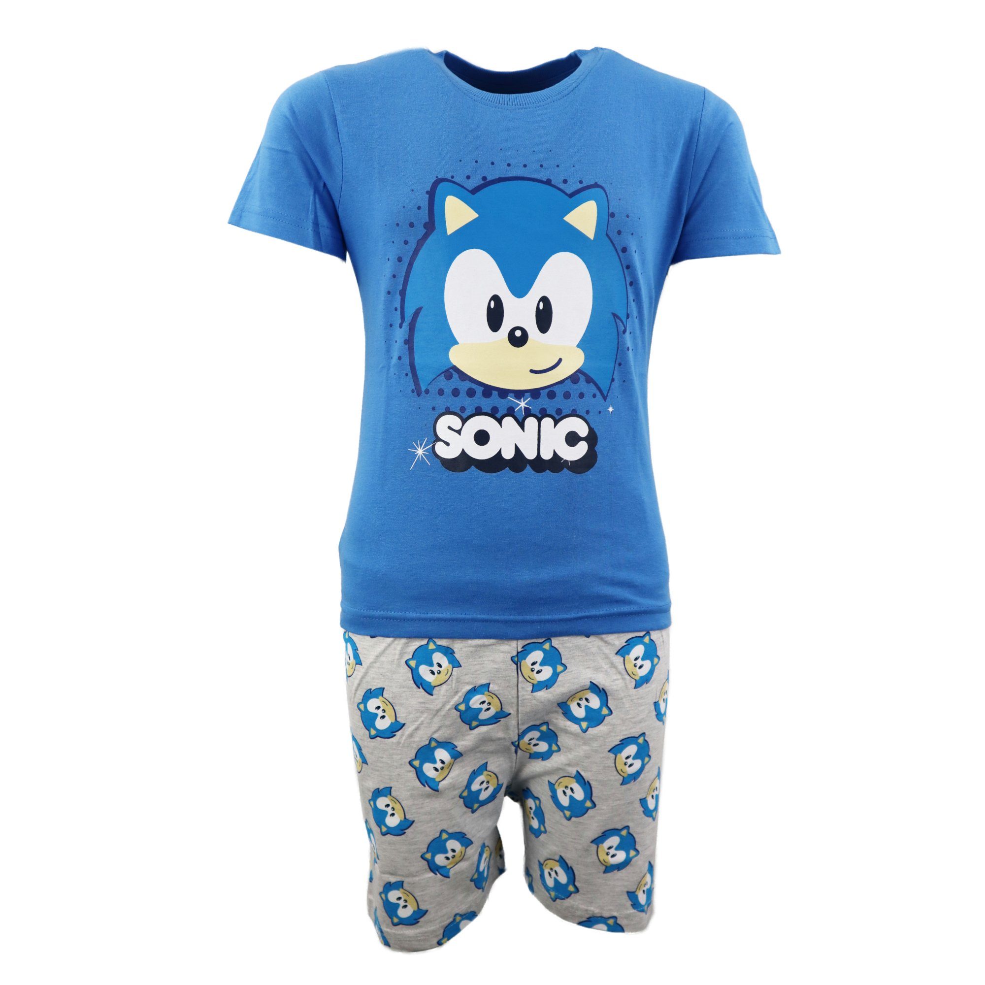 Sonic SEGA Schlafanzug Sonic the Hedgehog Jungen Kinder Pyjama Gr. 98 bis 128 Blau/Grau