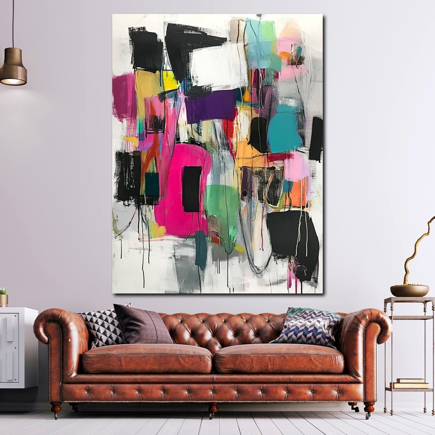 Artedinoi Leinwandbild Abstrakt Komposition Formen Leinwandbild Wandbild Kunstdruck XL Wandde, Abstrakte Formen-Komposition