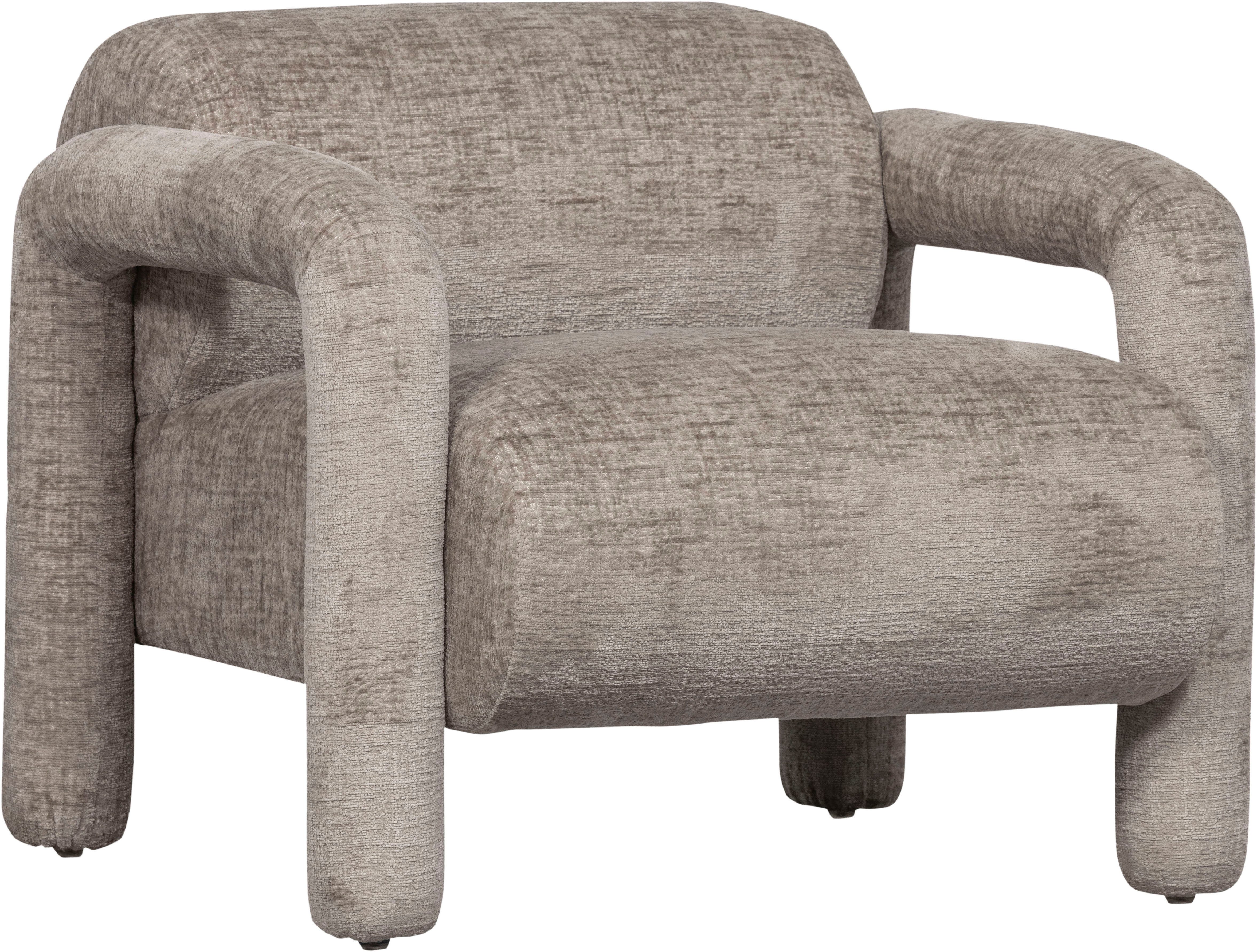 WOOOD Loungesessel Lenny mit Grobstruktur-Velvetbezug und Armlehnen B 76 x T 82 x H 65 cm, Sehr hohe Verschleißfestigkeit, Tragkraft 120 kg, Pfleiglicht