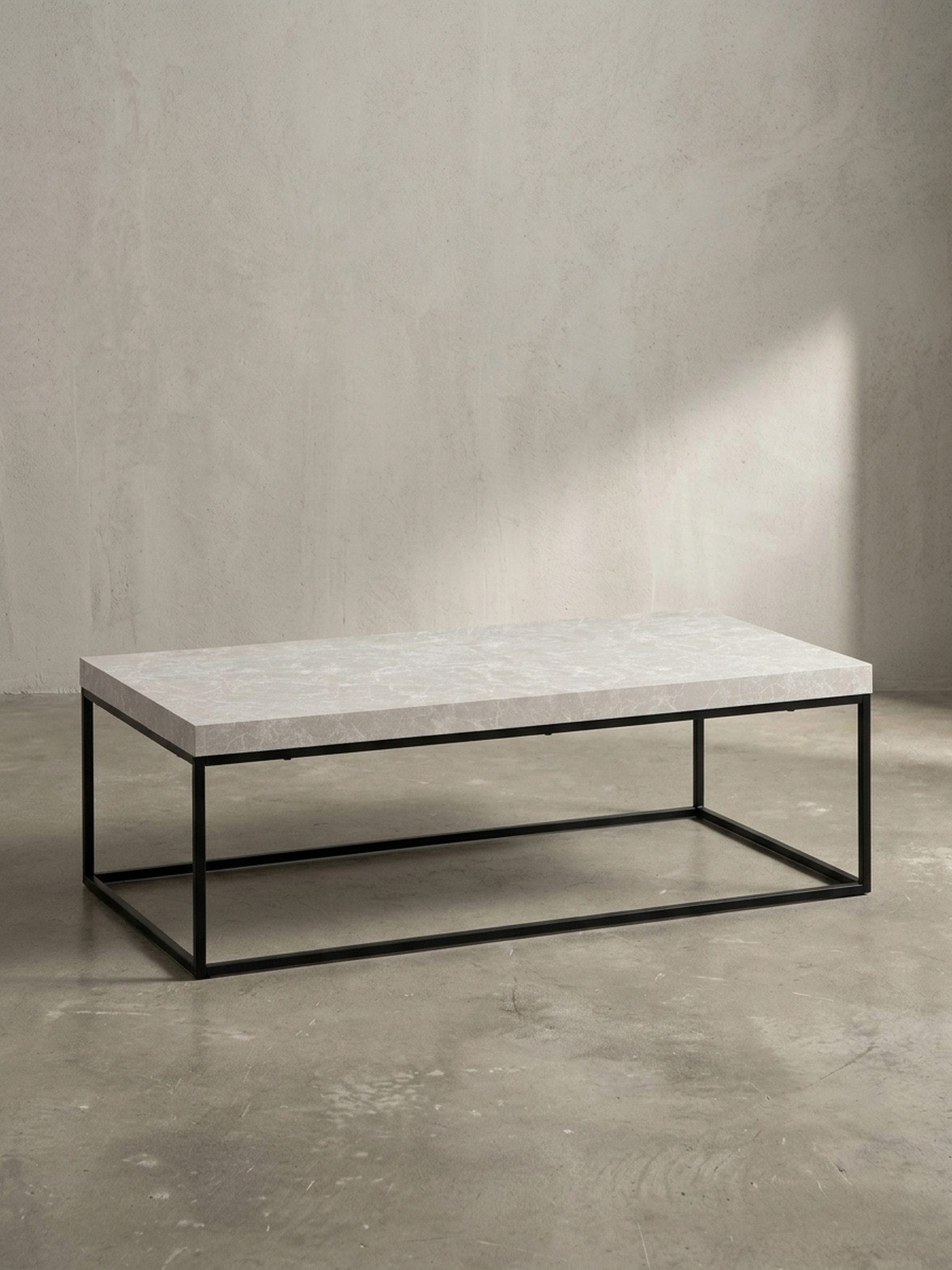 KADIMA DESIGN Couchtisch Couchtisch 120x60x38 cm Sandfarben Sofatisch in Stein-Optik Modern, (Metallbeine Groß), Design Wohnzimmertisch Rechteckig, Loungetisch Beige, Kaffeetisch