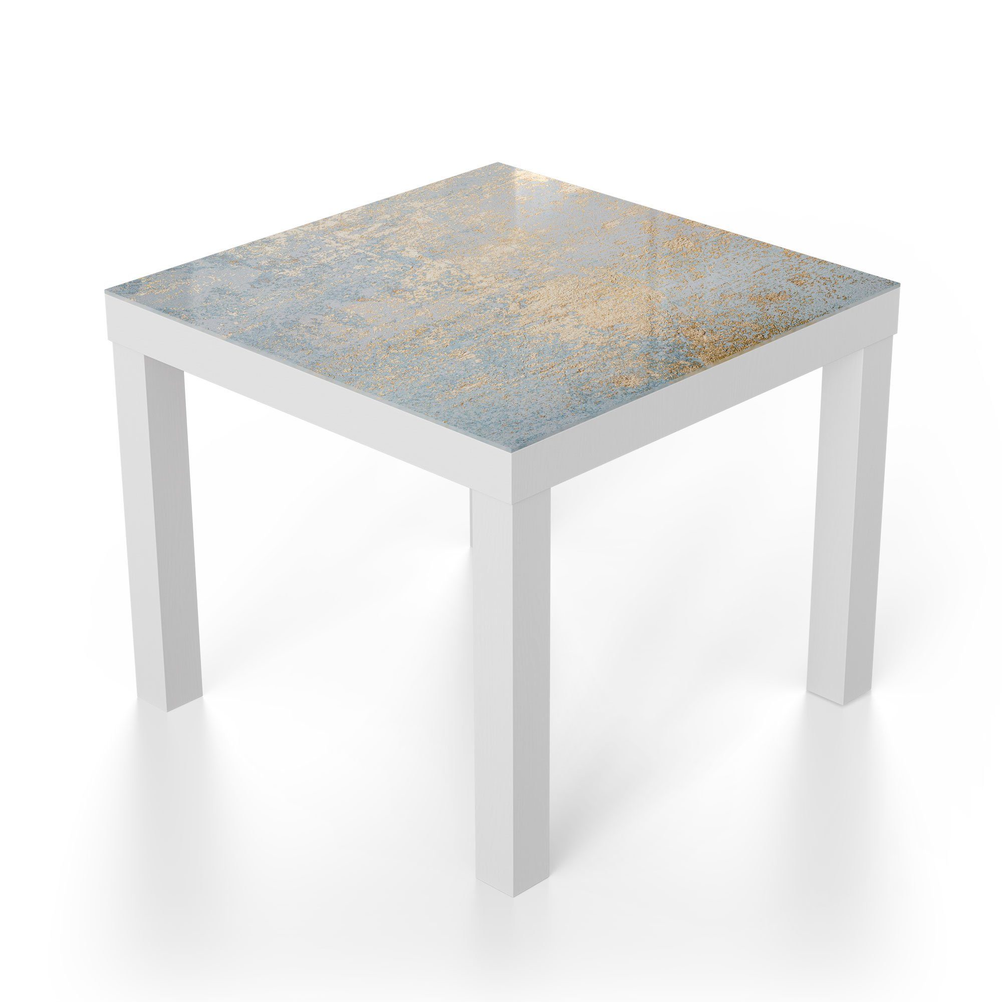 'Wand Gold-Struktur', DEQORI Beistelltisch Weiß Glastisch mit Couchtisch modern Glas