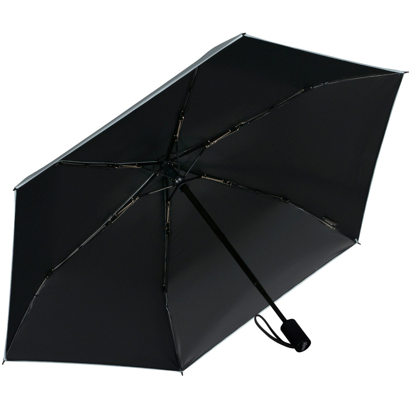 iX-brella Taschenregenschirm Sonnen-Regenschirm mit UPF 50+, UV-Hitze-Schutz, für Damen, mit Auf-Zu-Automatik, innen schwarz