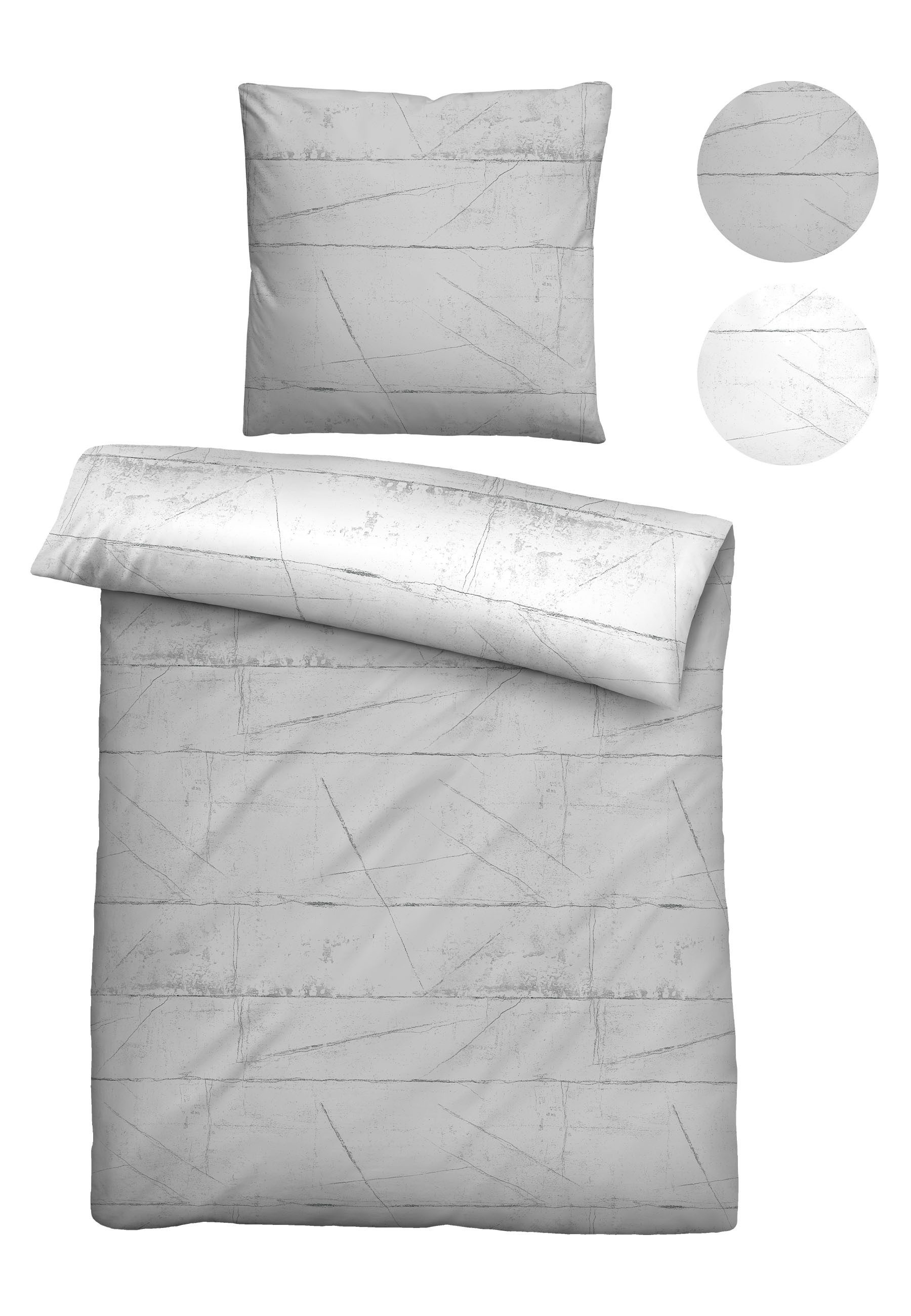 Biberna Wendebettwäsche 0614509, Mako-Satin, 2 teilig, feiner Glanz + weicher Griff, pflegeleicht, ganzjährig einsetzbar, RV