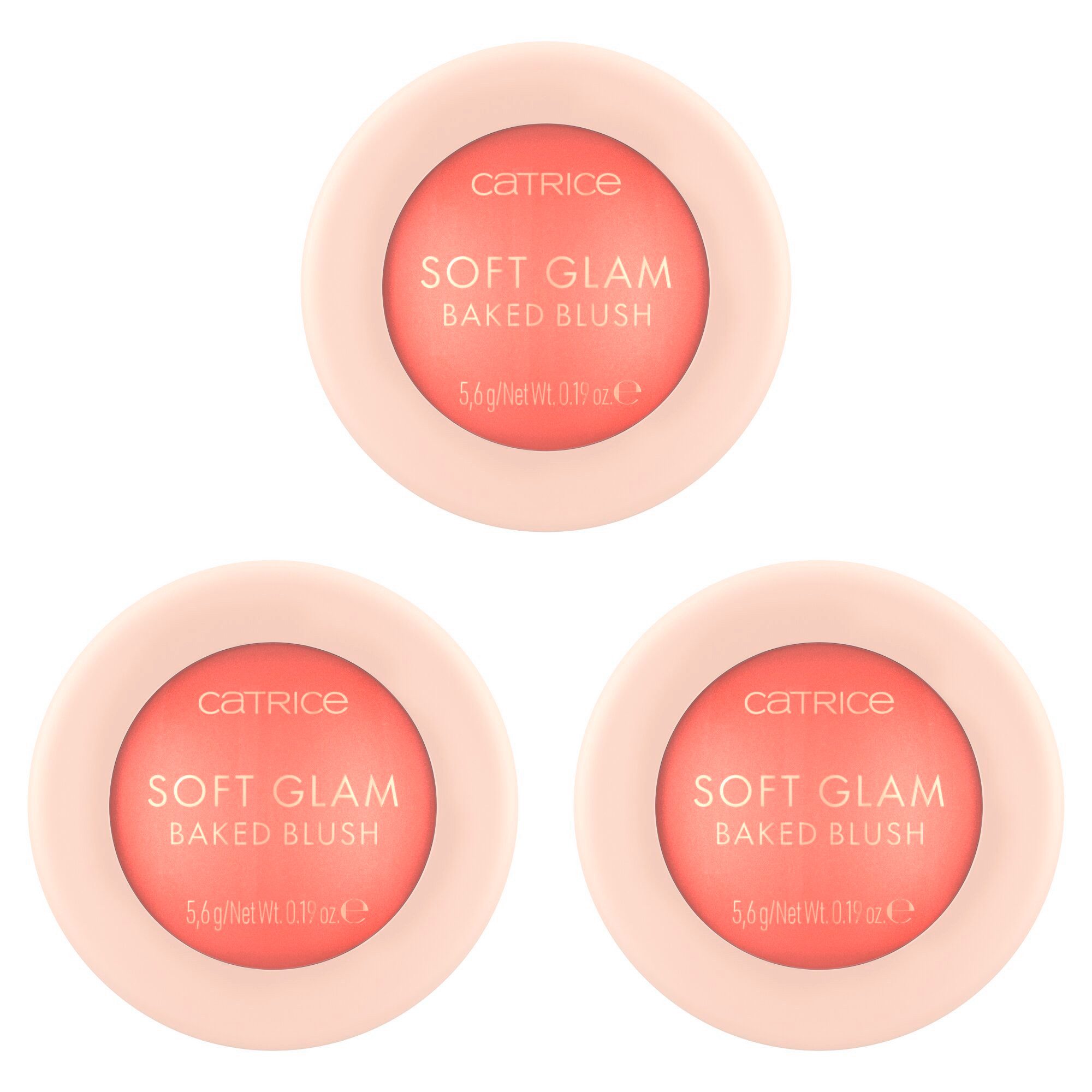 Catrice Rouge Soft Glam Baked Blush, 3-tlg., Aufbaubare Deckkraft – von zarter Farbe bis hin zu intensivem Strahlen
