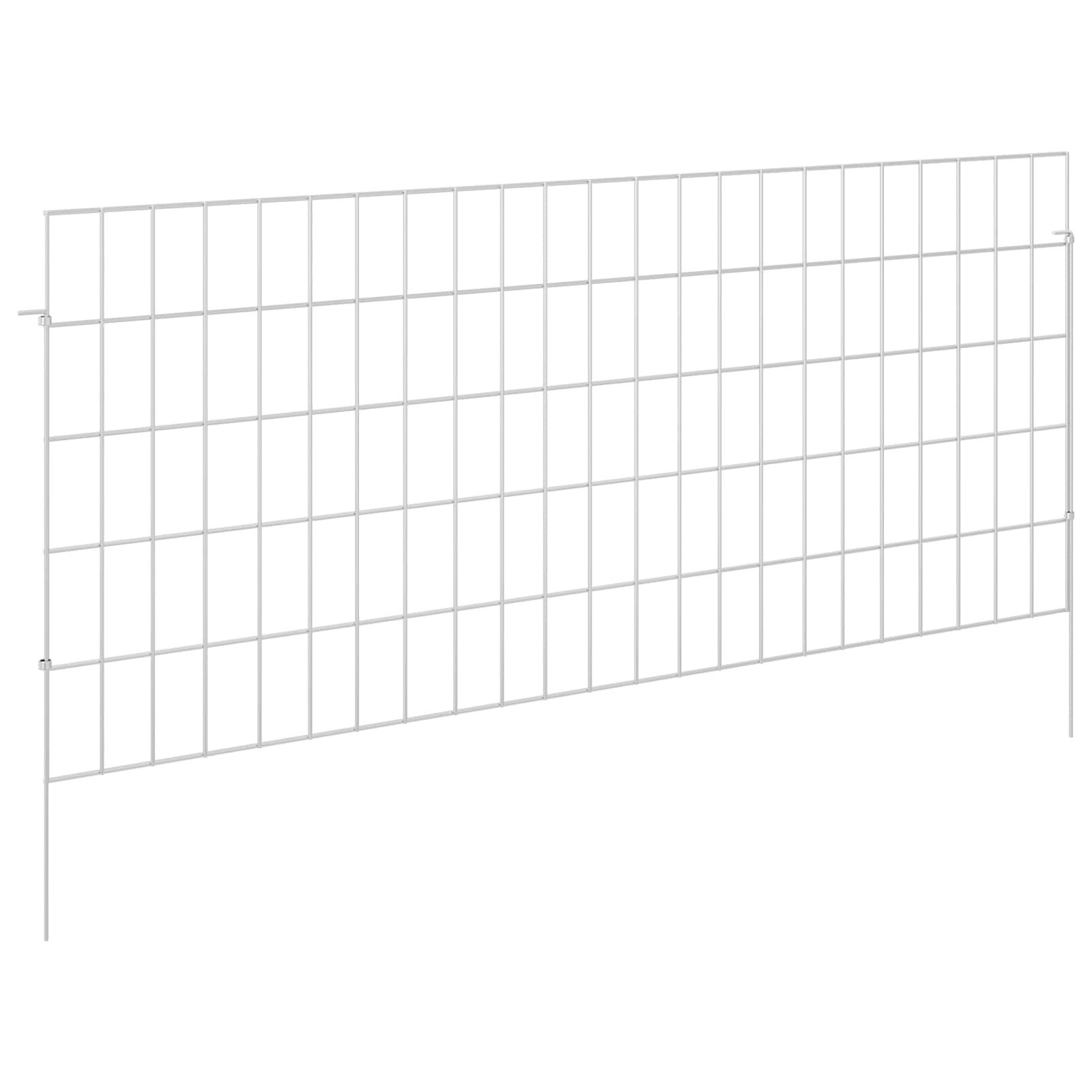 vidaXL Gartenzaun Gartenzaun mit Pfählen 48 pcs 115 x 50 cm Mesh Verzinkter Stahl, (48-St)