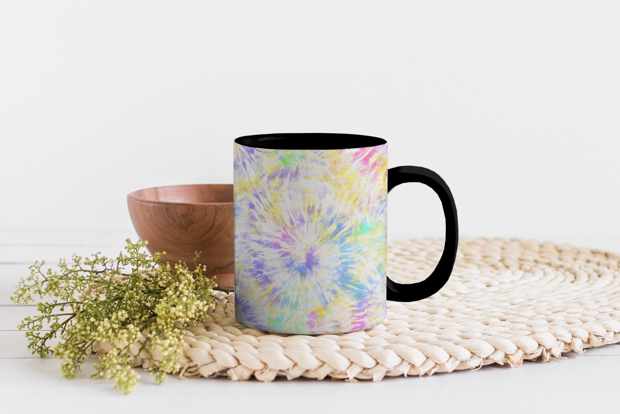 Keramik, Muster Tasse Teetasse, Kaffeetassen, Sommer - Zaubertasse, MuchoWow Krawattenfärbung, Geschenk - Regenbogen Farbwechsel, -
