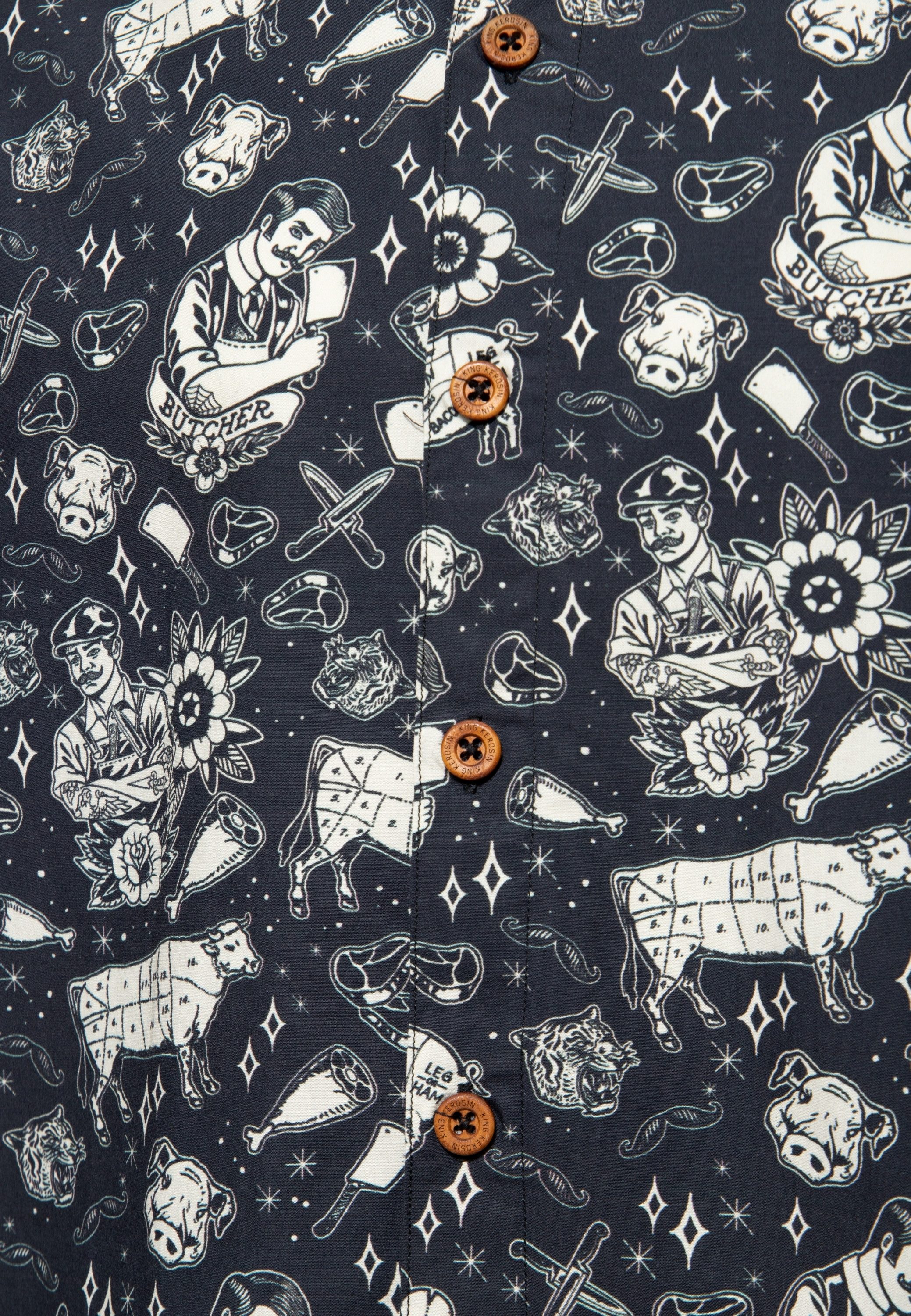 KingKerosin Kurzarmhemd Butcher mit Butcher Allover Print