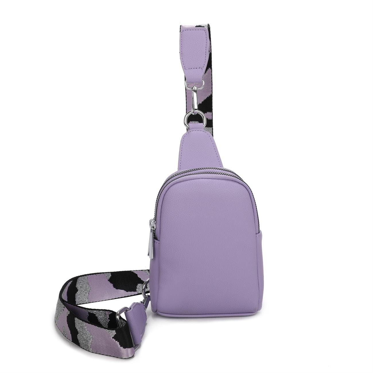 ITALYSHOP24 Schultertasche Damen Crossbody Bodybag Sling CrossOver Minibag, Fächer