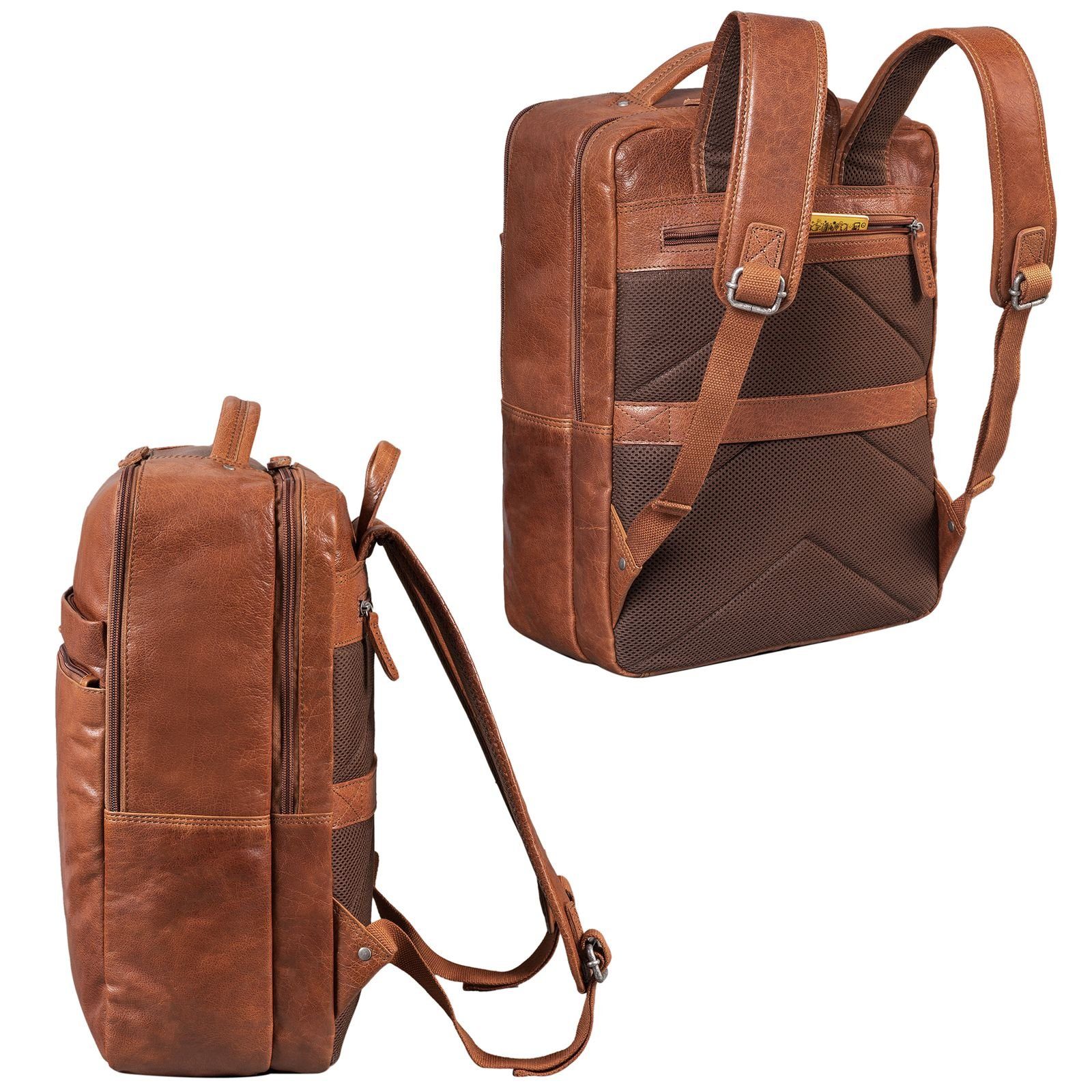 STILORD Notebook-Rucksack "Brooklyn" Großer Laptop Rucksack Echtleder mit 15.6 Zoll Laptopfach