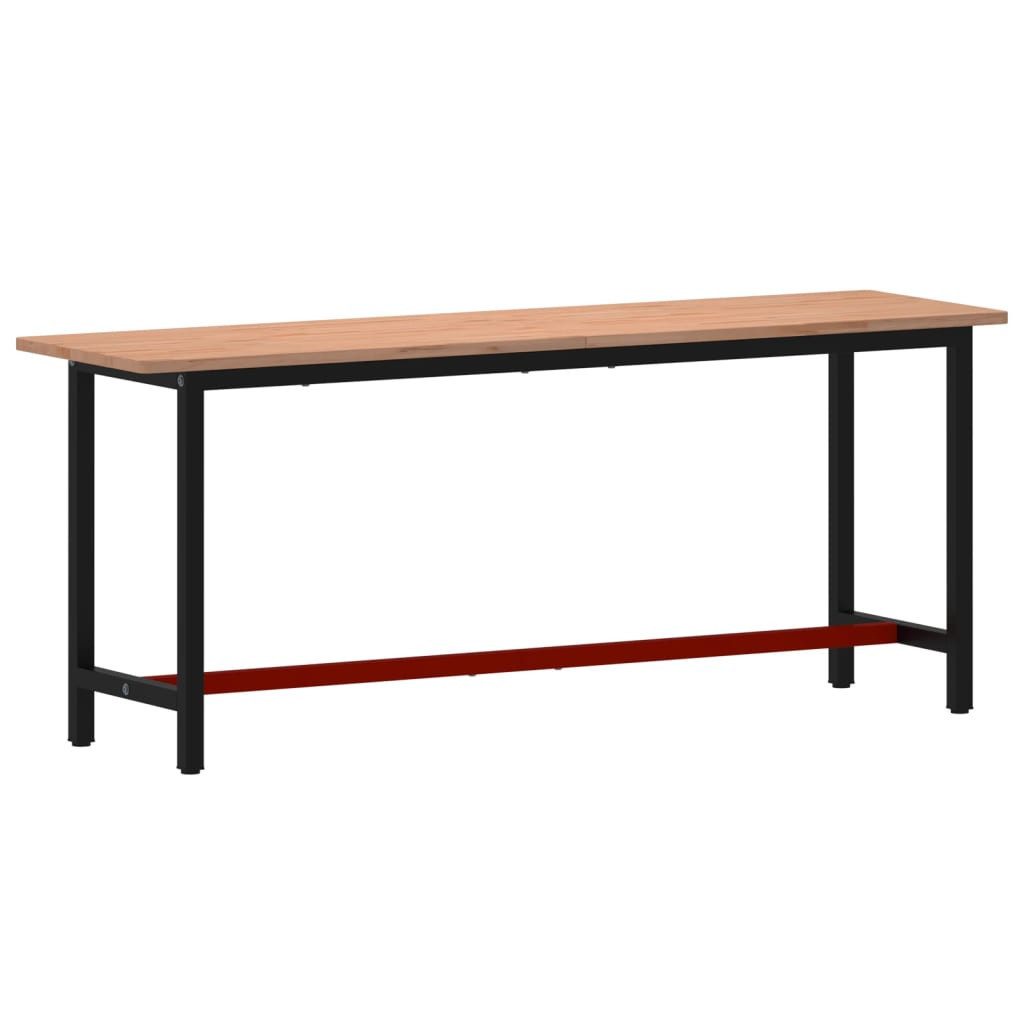 vidaXL Werkbank Werkbank 200x55x81,5 cm Massivholz Buche und Metall, (1-tlg)