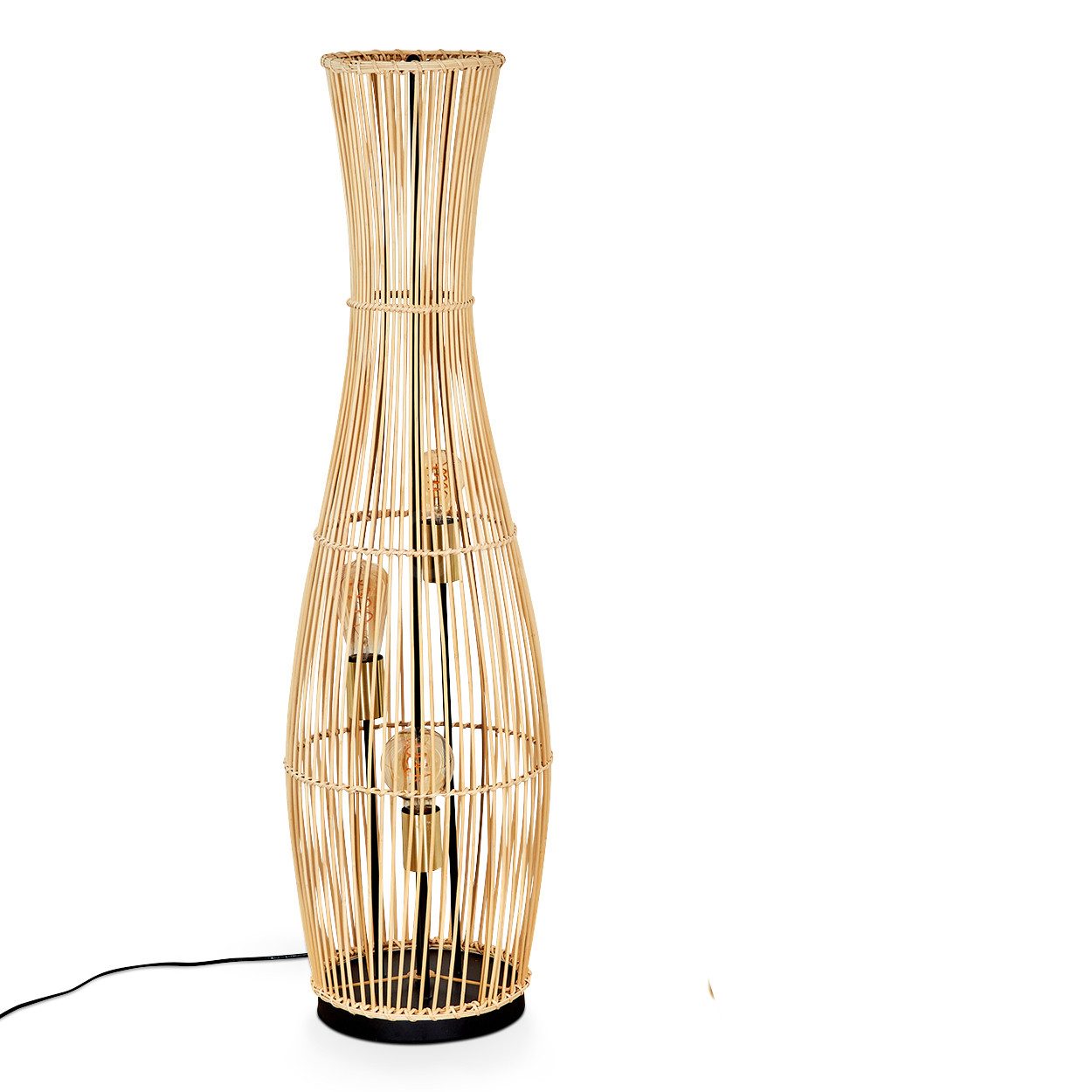 hofstein Stehlampe moderne Stehleuchte aus Metall/Bambus in Schwarz/Naturfa günstig online kaufen