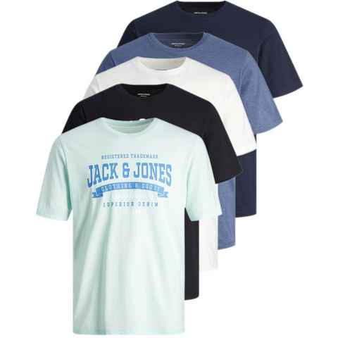 Jack & Jones Print-Shirt (Spar Set, 5er-Pack) T-Shirts mit Aufdruck aus Baumwolle