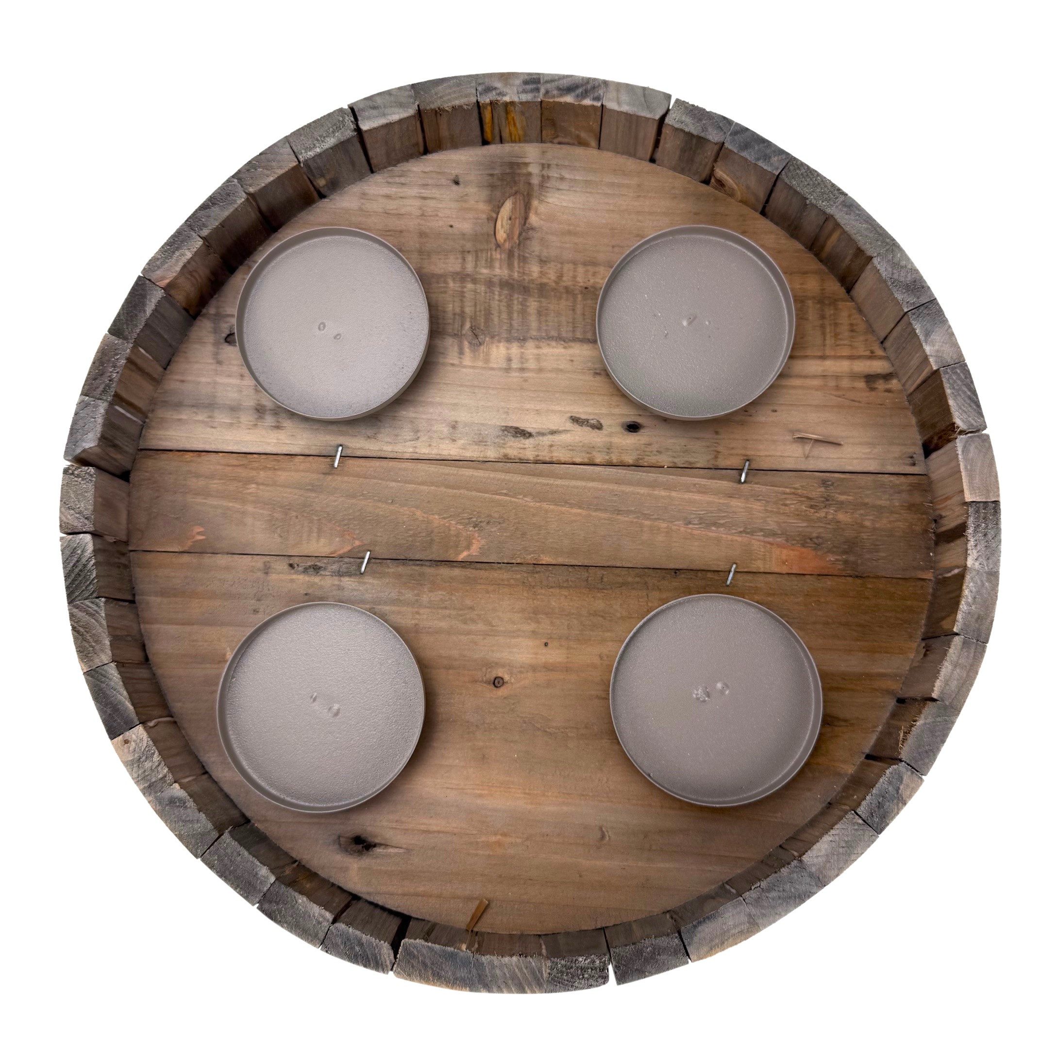 Online-Fuchs Adventskranz rund aus Holz mit schwarzen Kerzenständern aus Metall - Weihnachtsdeko, natürliche Optik - geeignet für Stumpenkerzen bis 8 cm Ø – Bild 3 von 5